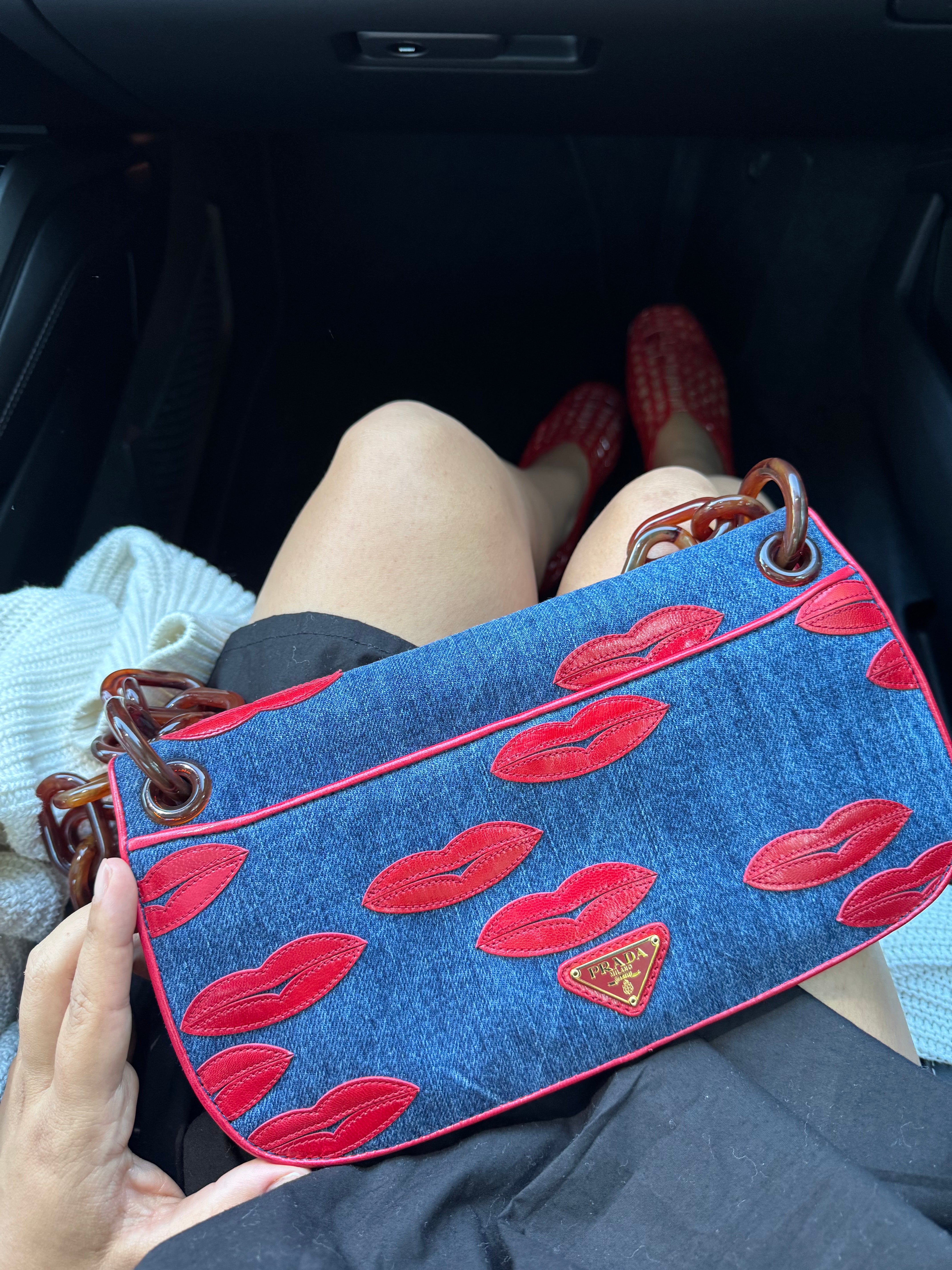 Prada Denim Lips Handbag