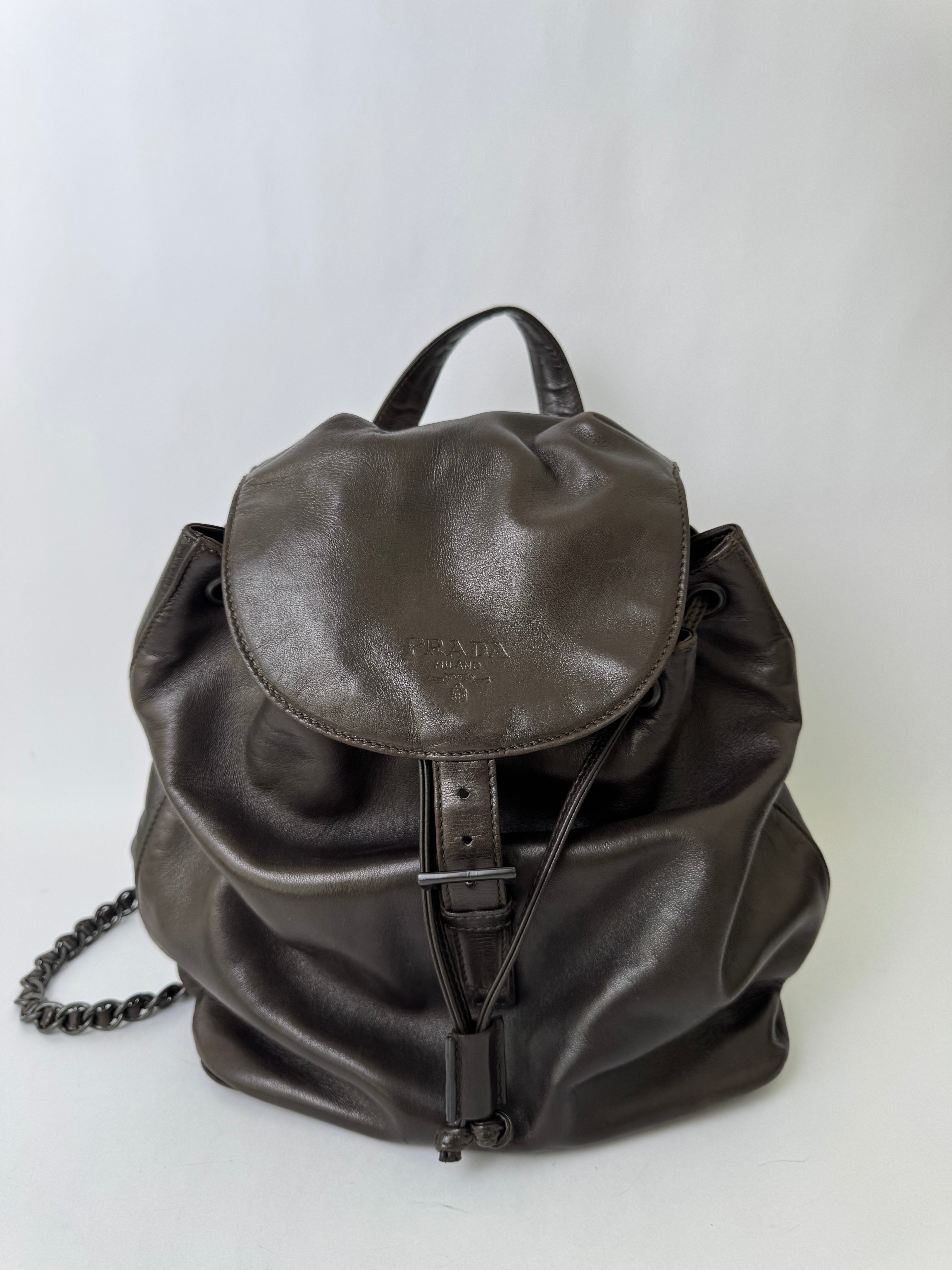 Prada Brown Leather Backpack