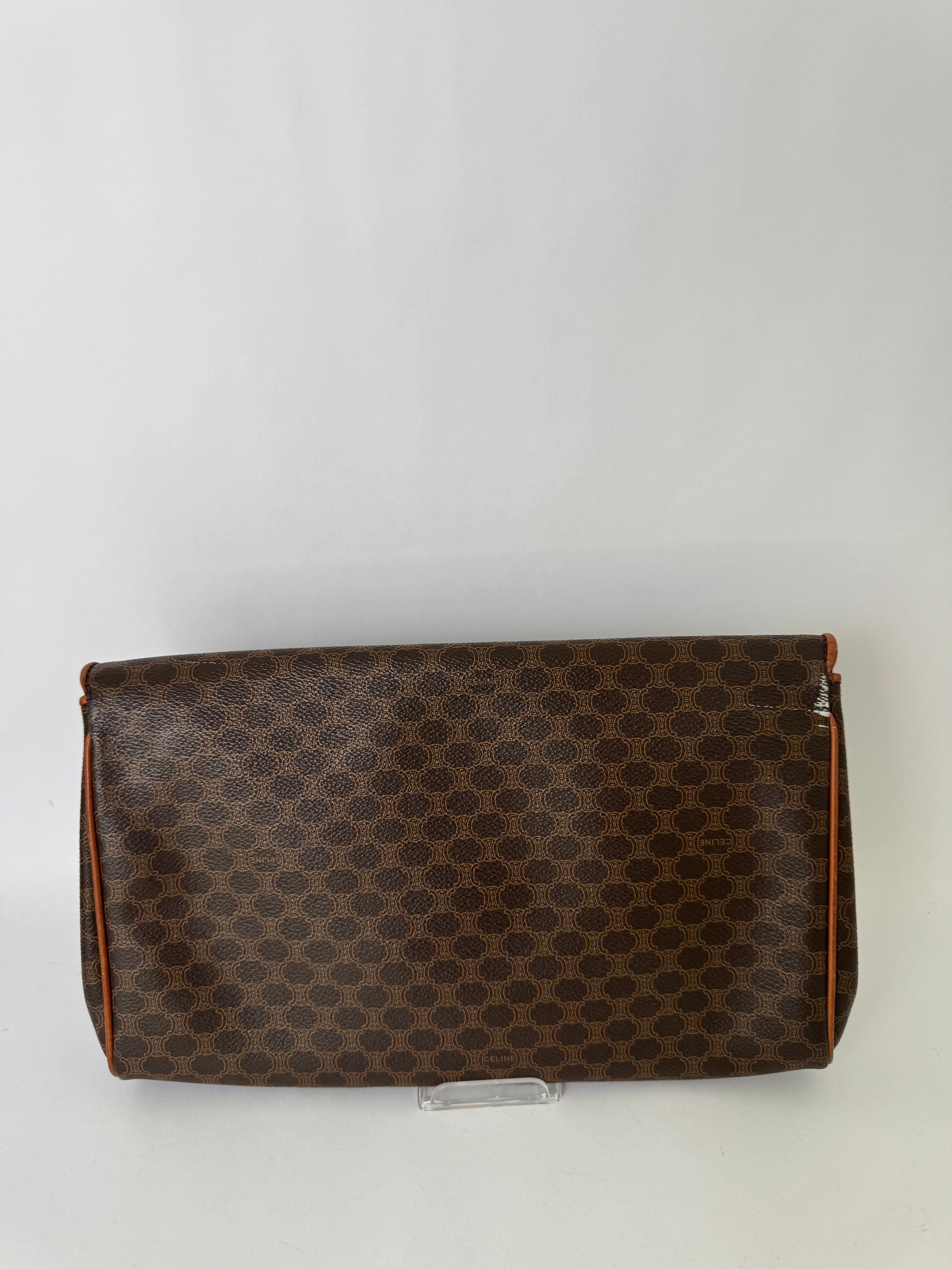 Celine Vintage Macadam Clutch Brown
