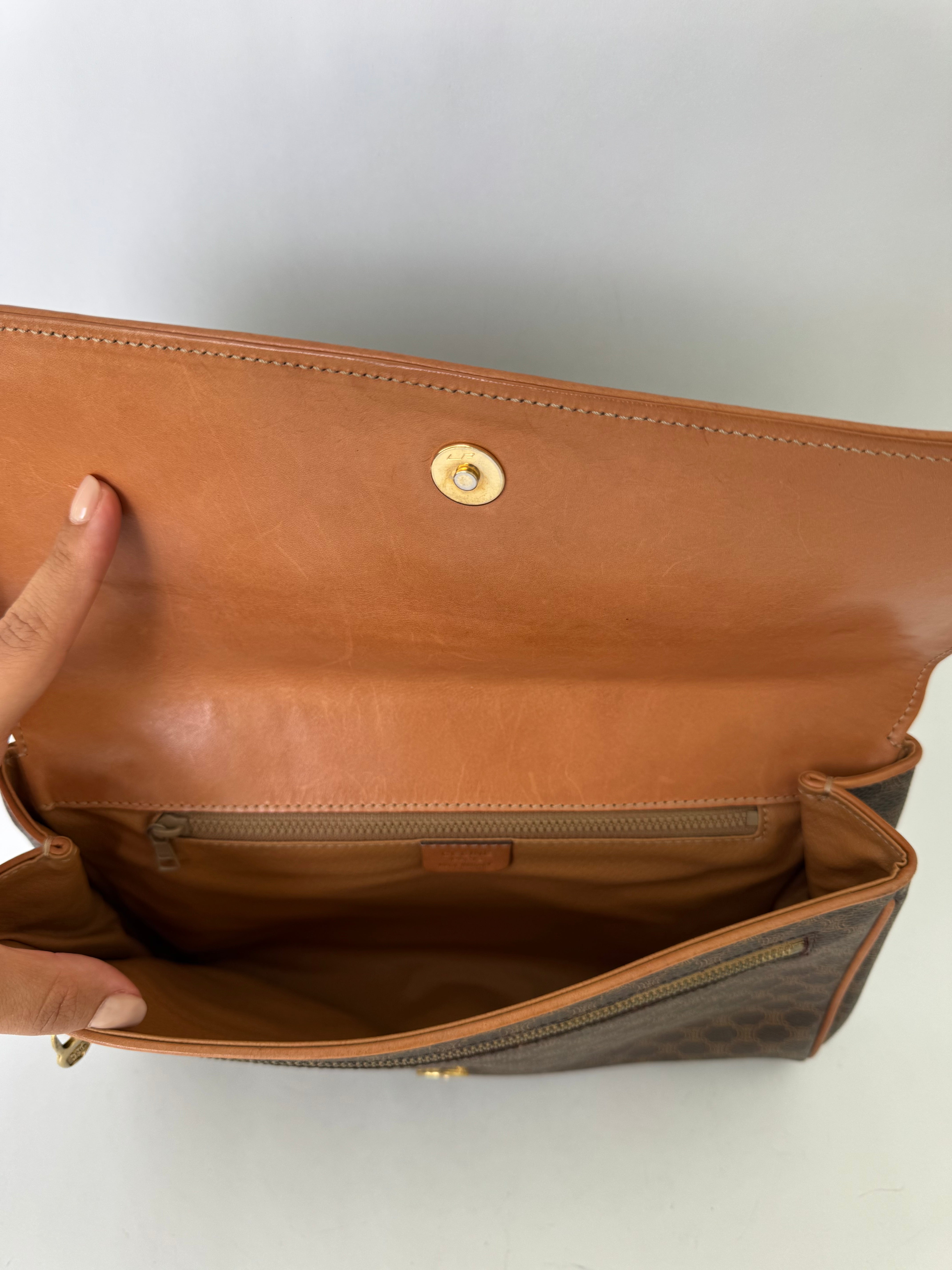 Celine Vintage Macadam Clutch Brown