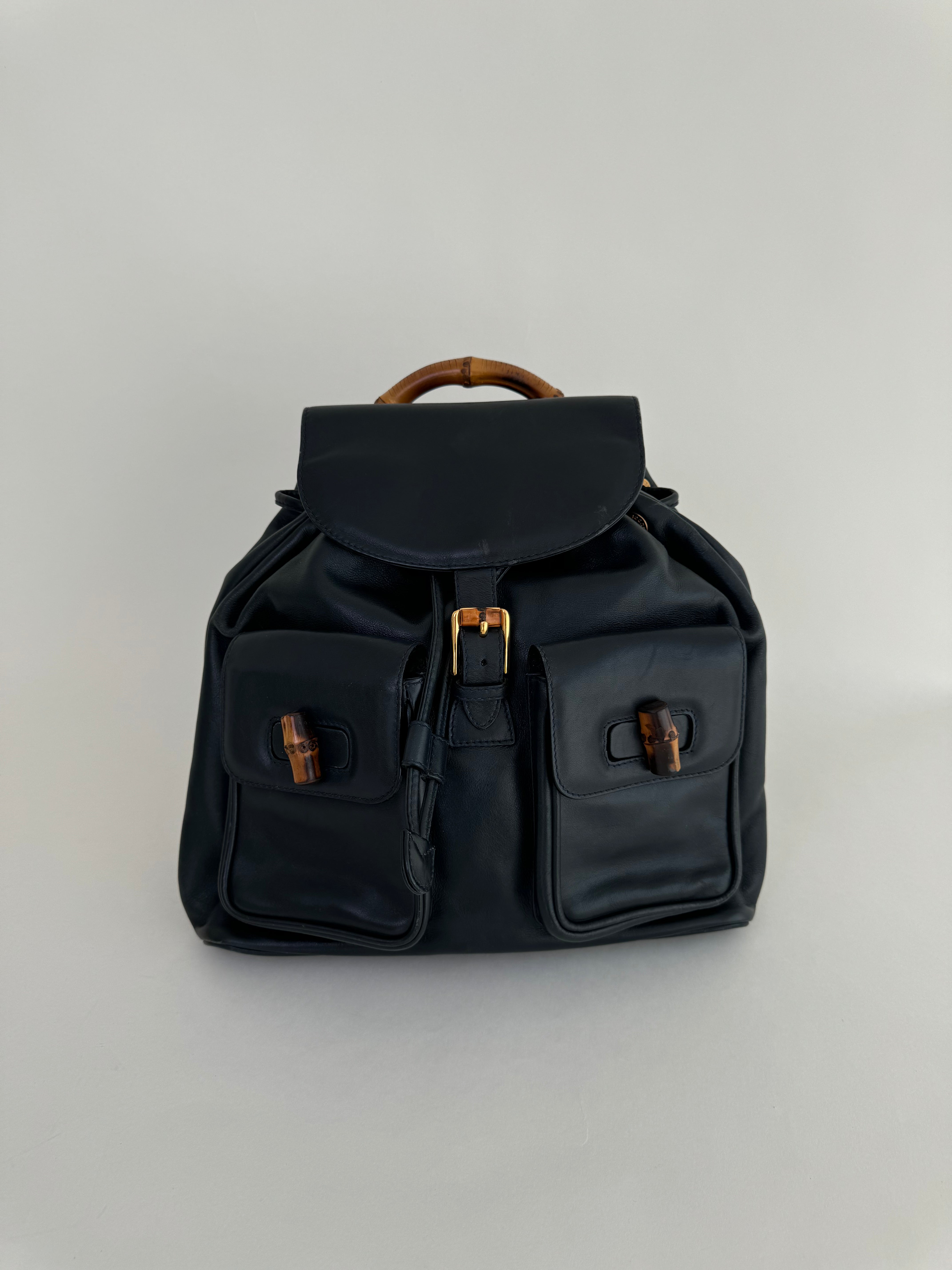 bamboo leather backpack Gucci Bamboo Leather Backpack