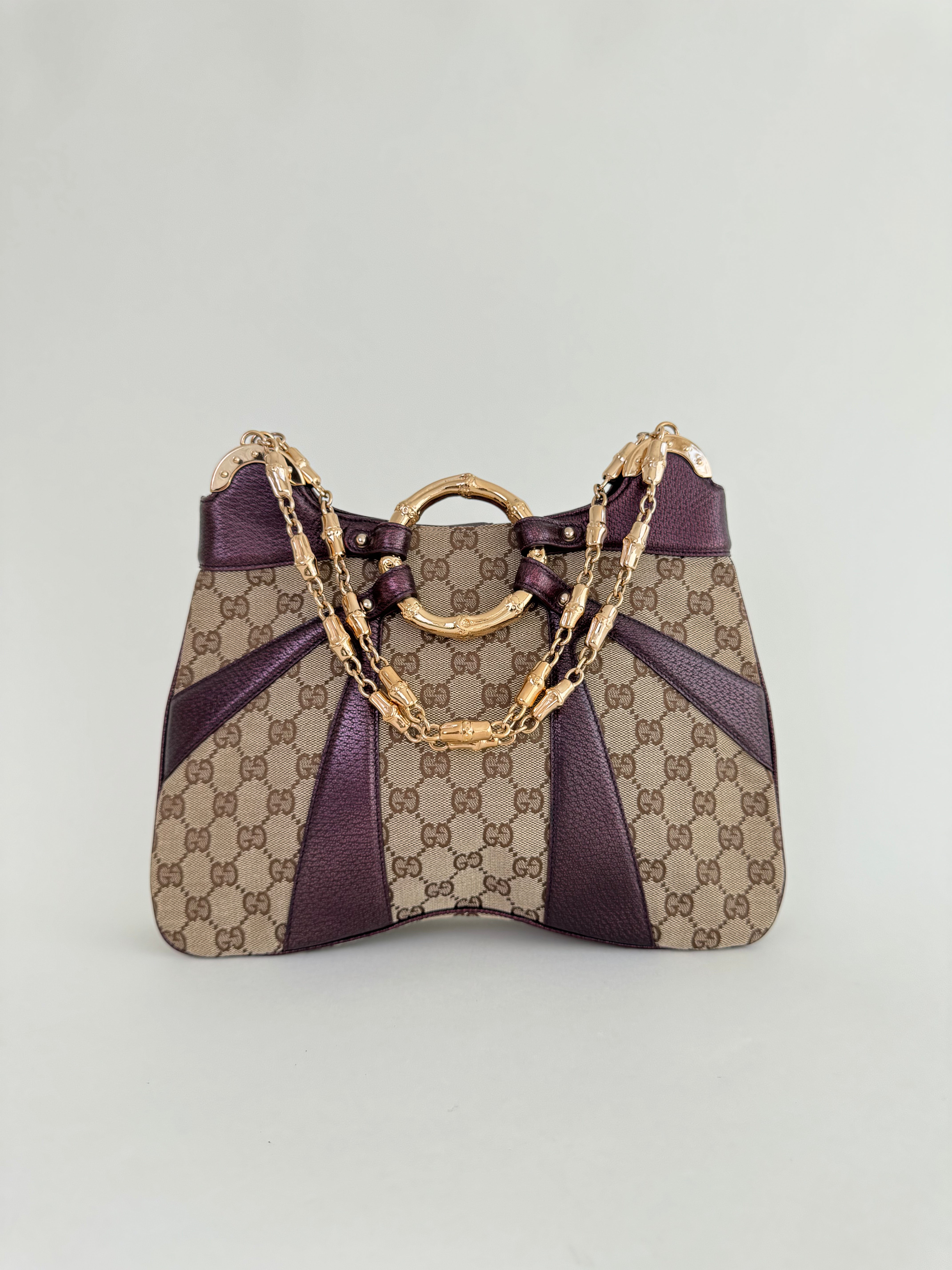 Gucci Tom Ford Monogram Bamboo Chain Shoulder Bag Gucci Tom Ford Monogram Bamboo Chain Shoulder Bag