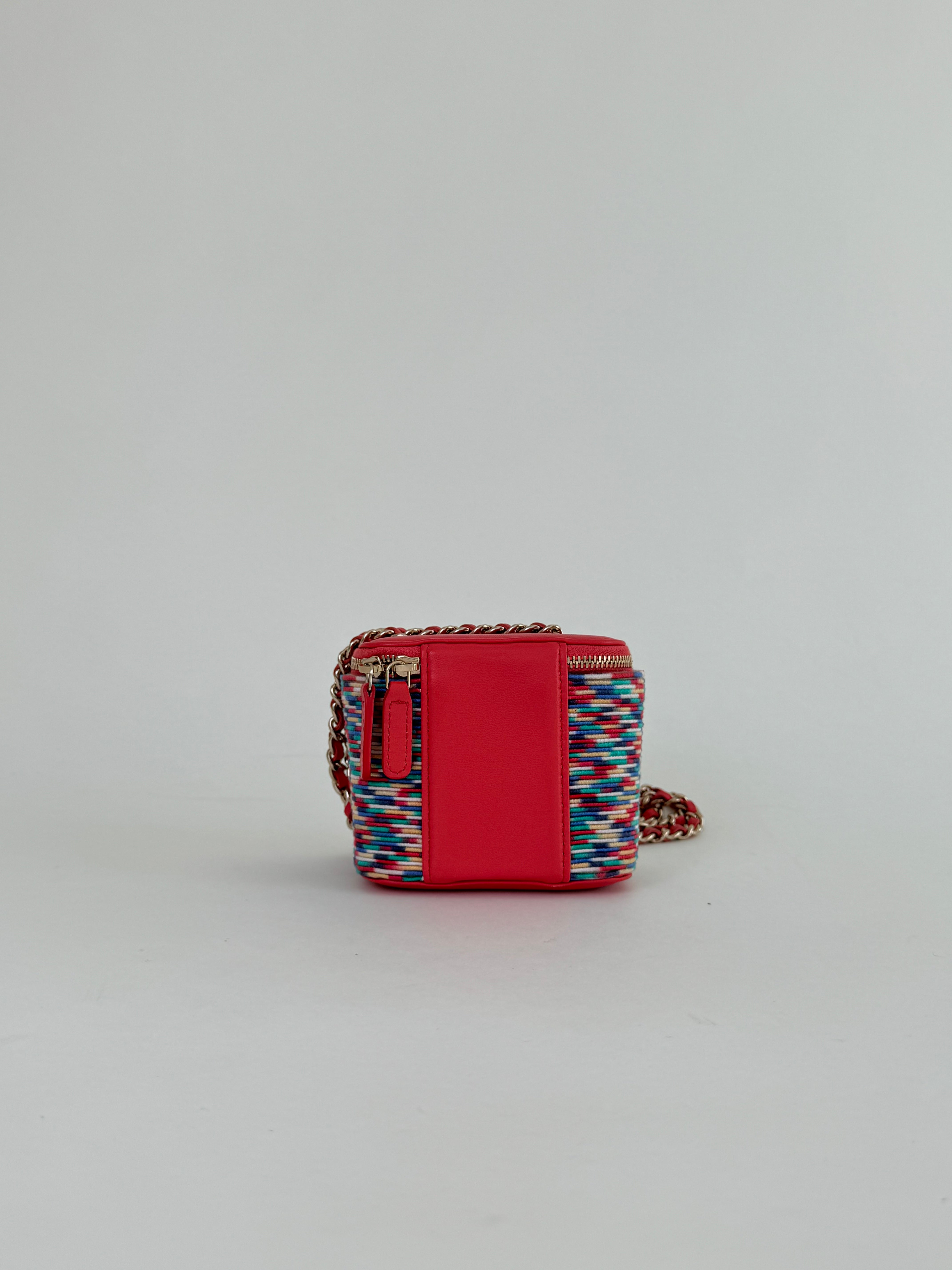 Chanel Vanity Case with Chain Multicolor Embroidered Crochet Mini