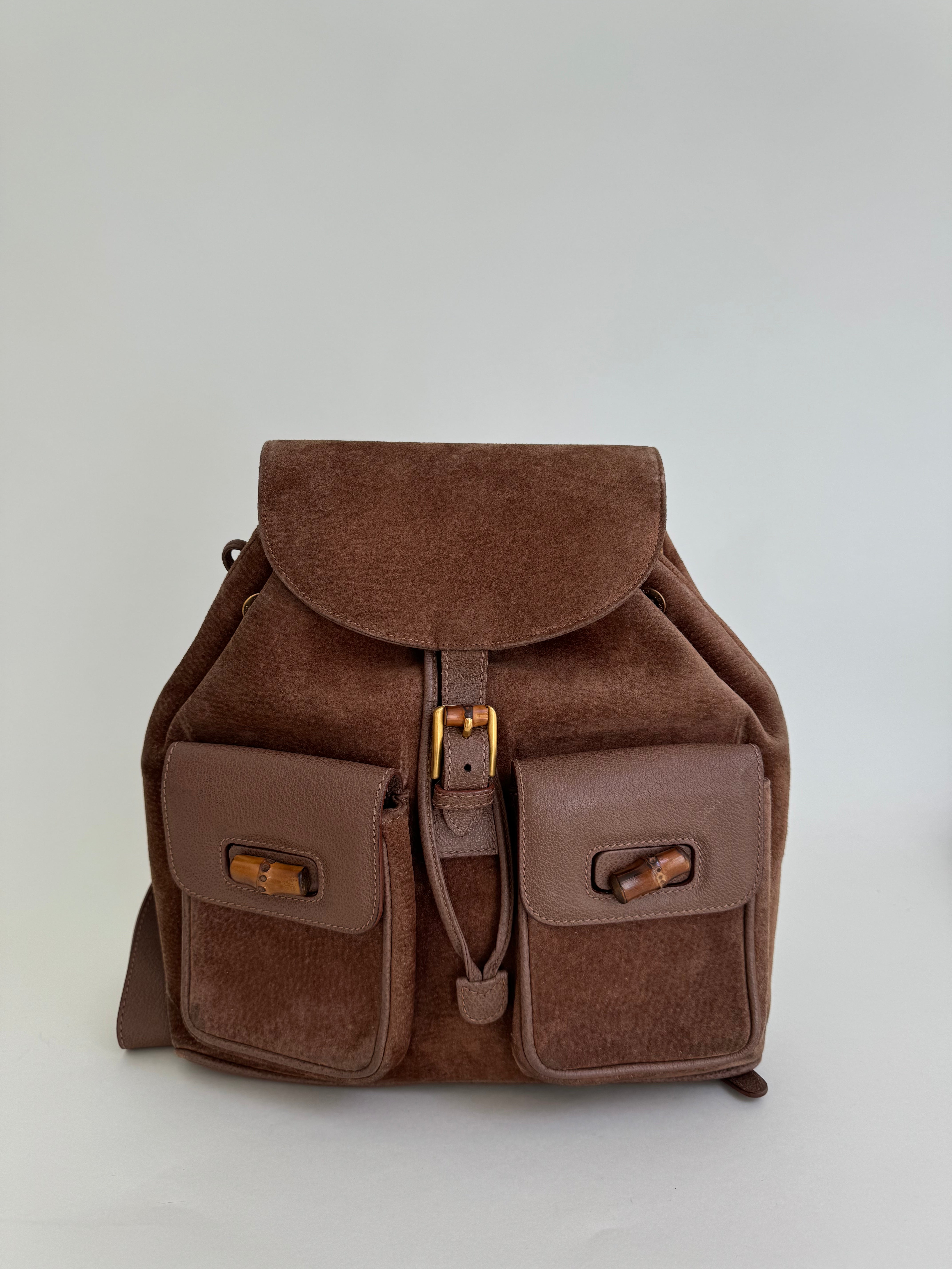 Gucci Bamboo Brown Suede Backpack Gucci Bamboo Brown Suede Backpack