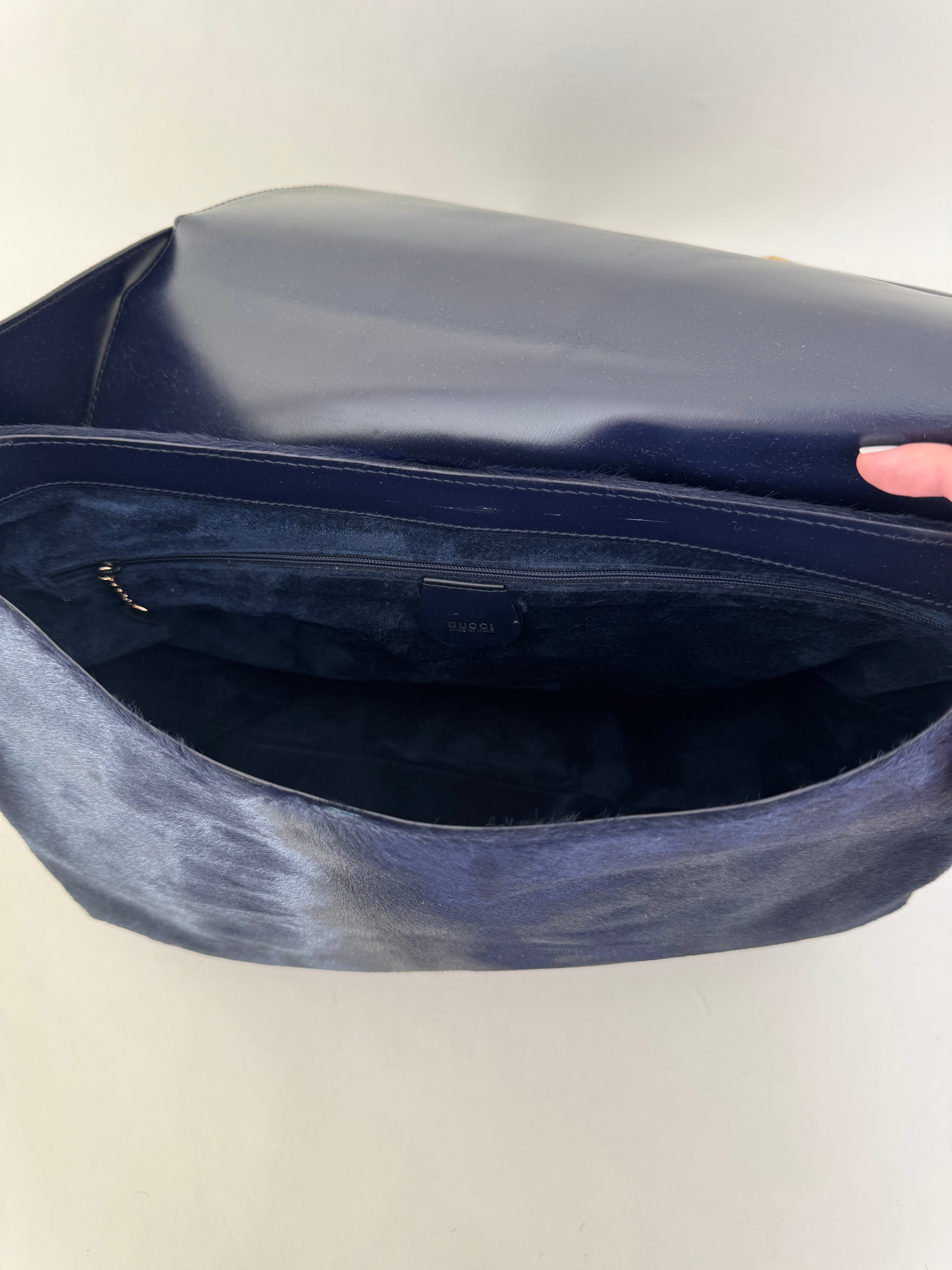 Gucci Tom Ford Jumbo Horsebit Hobo Bag Navy Rare