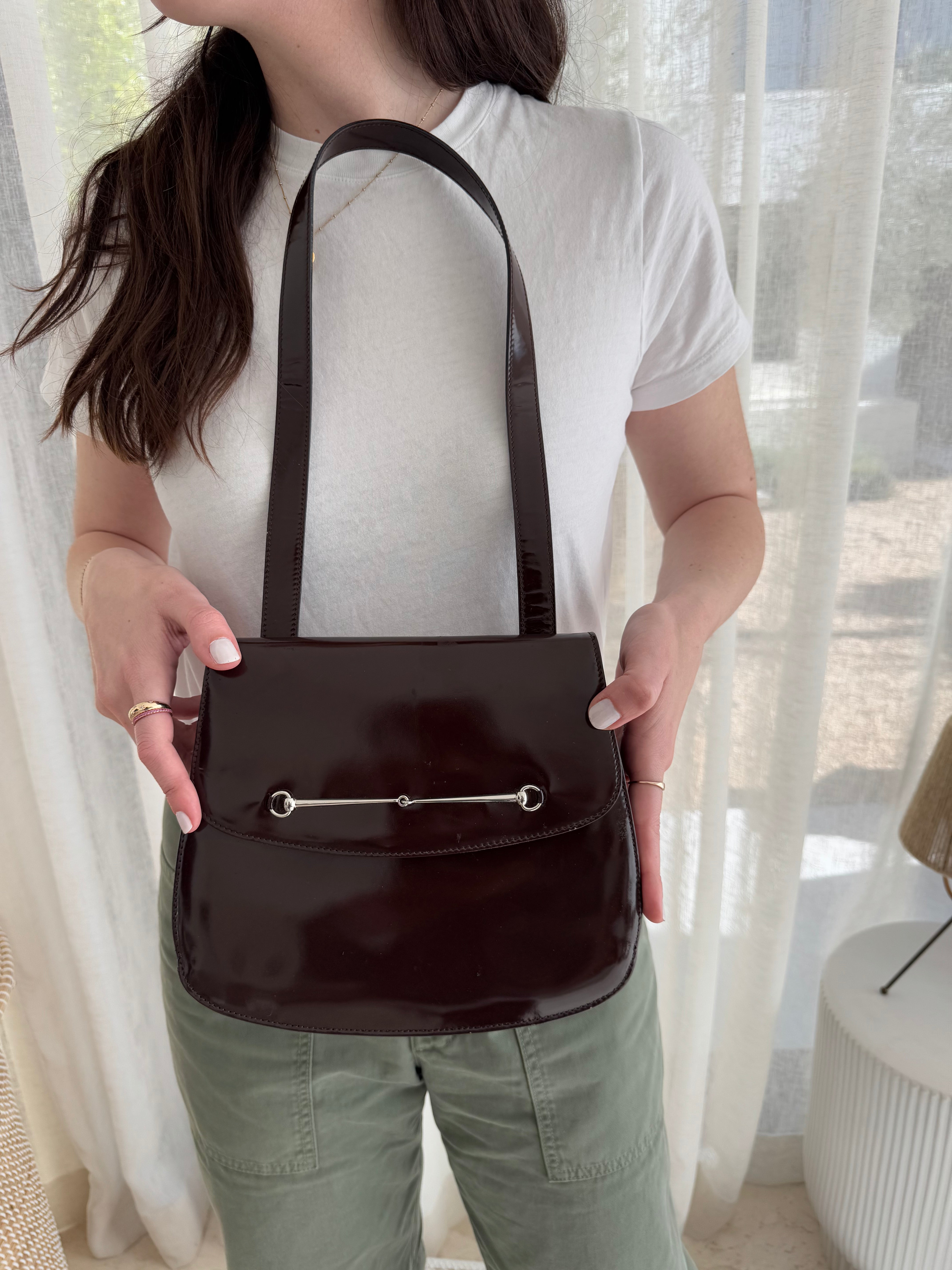 Gucci Tom Ford Horsebit Shoulder Bag Brown
