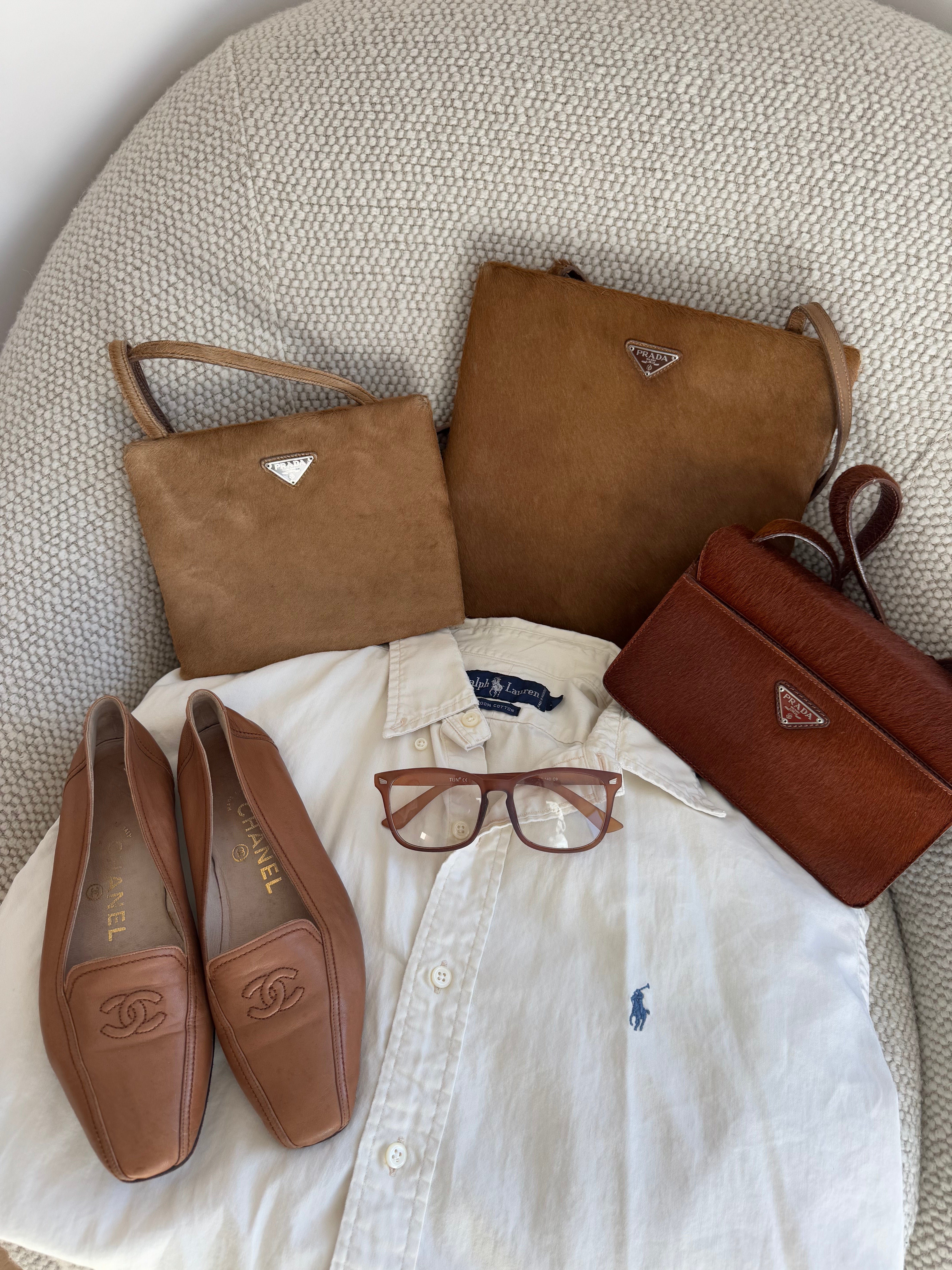 Prada Pony Hair Shoulder Bag Brown