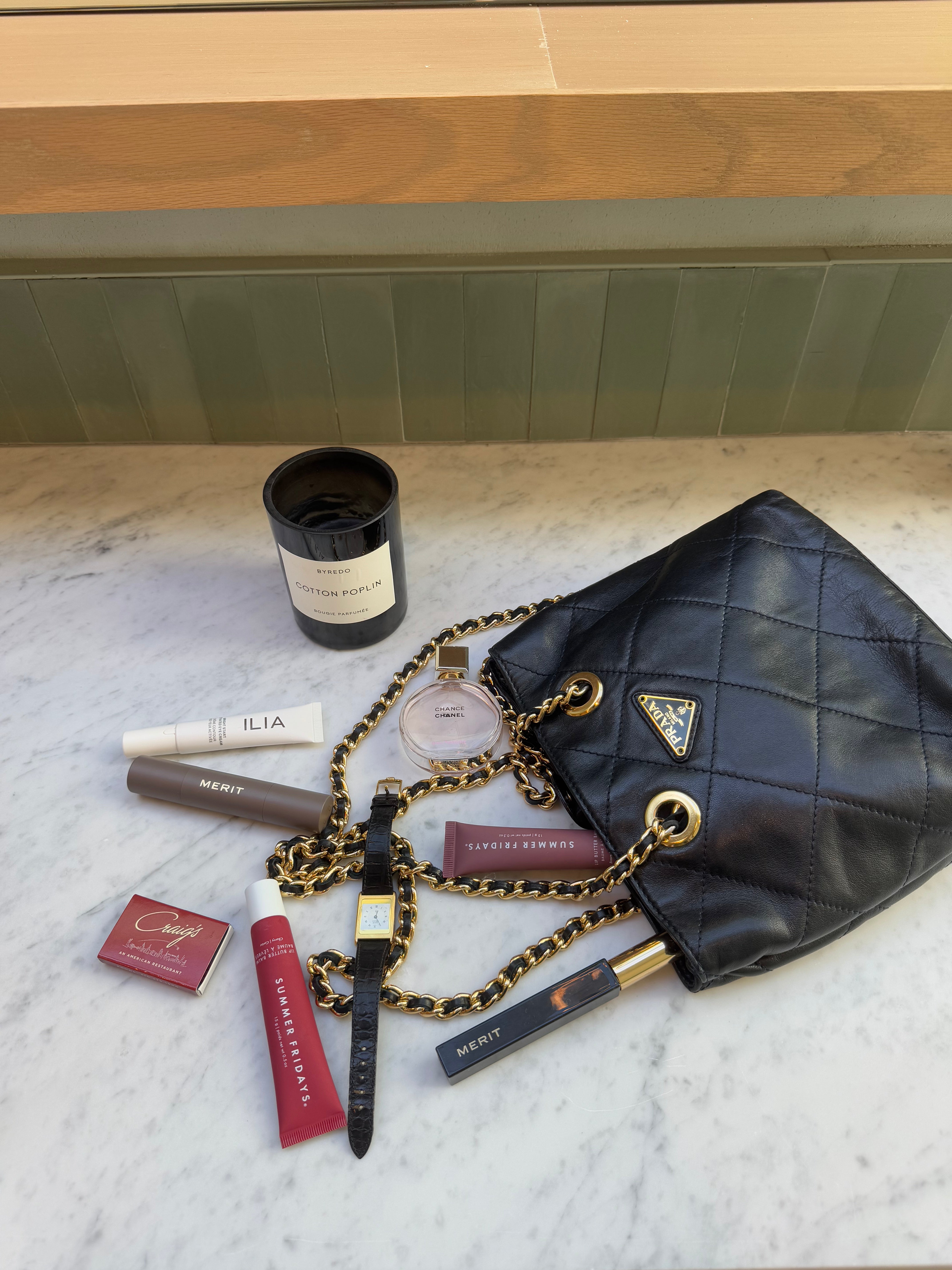 Prada Quilted Black Leather Chain Shoulder Bag
