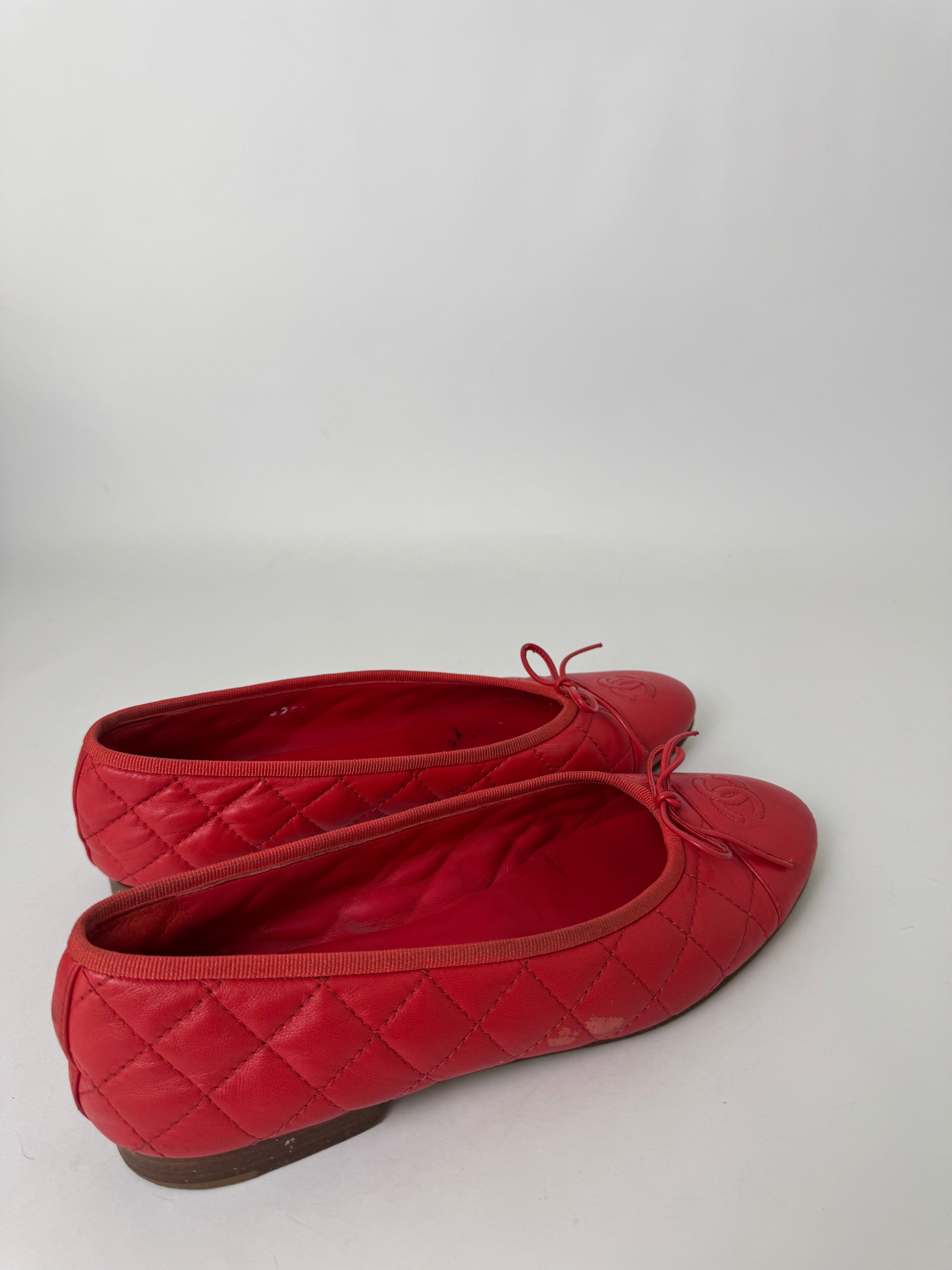 Chanel Red Ballet Flats 38