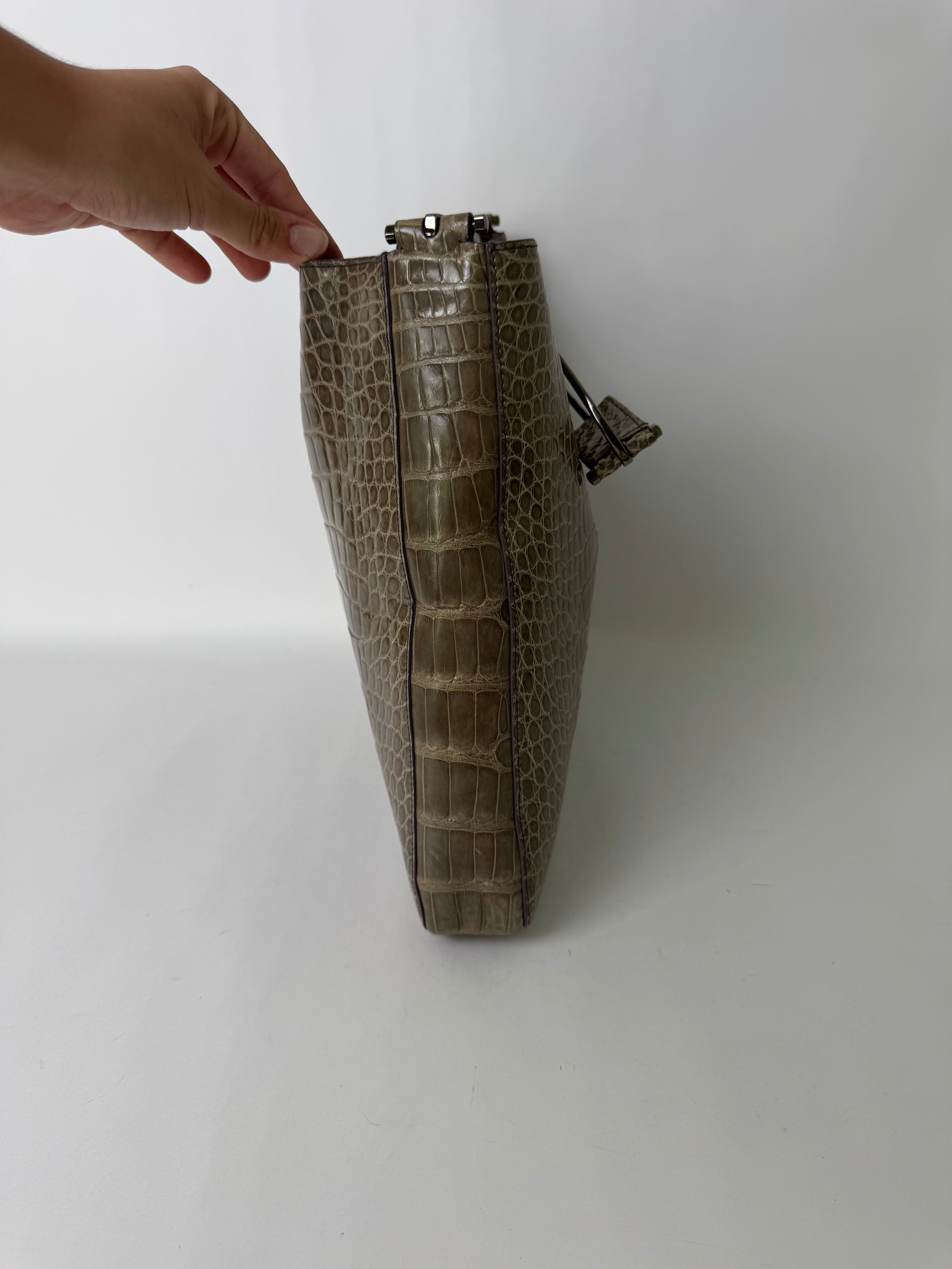 Gucci Tom Ford Slim Horsebit Alligator Shoulder Bag Rare