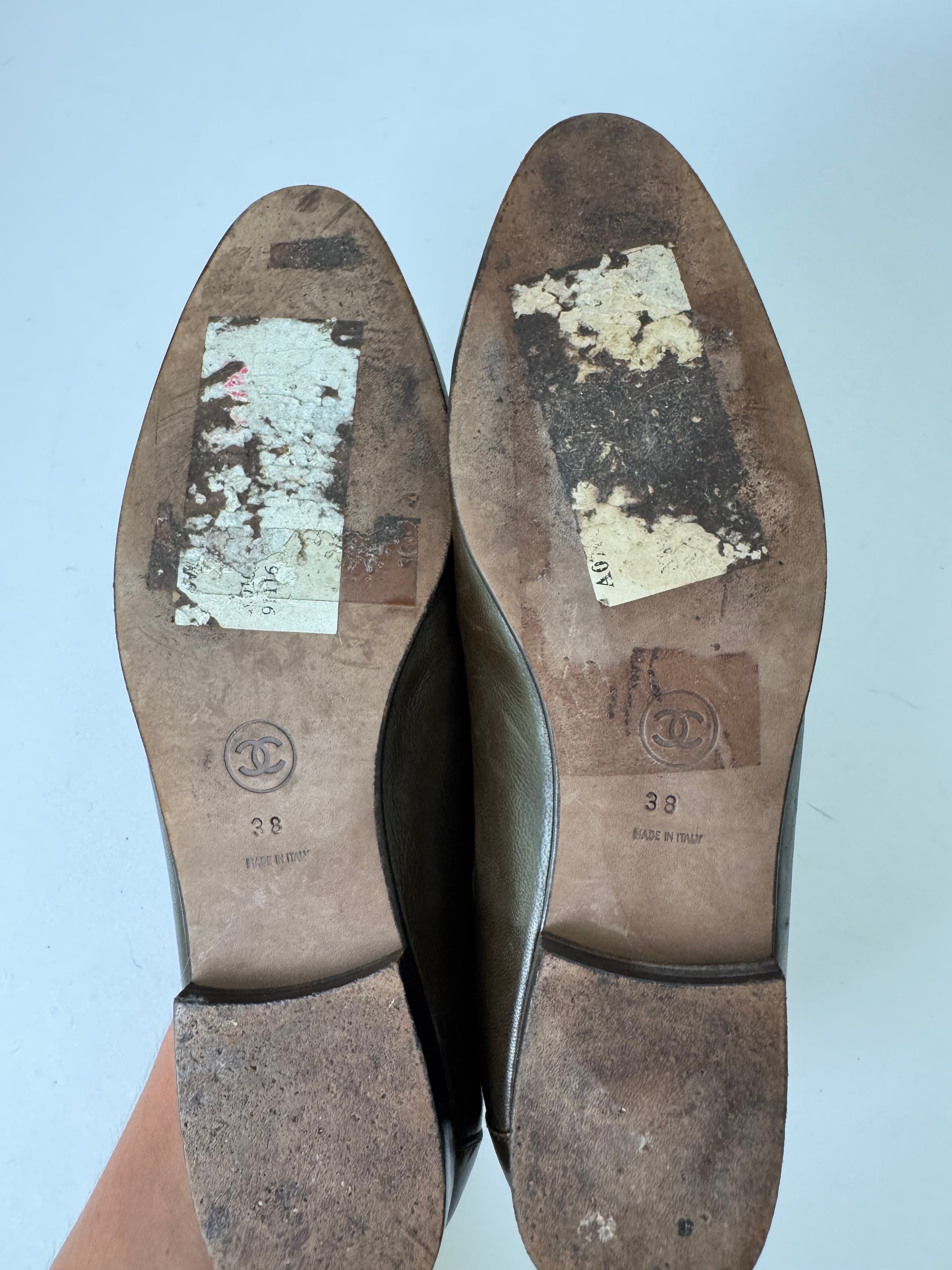Chanel Vintage Brown Leather Loafers 38