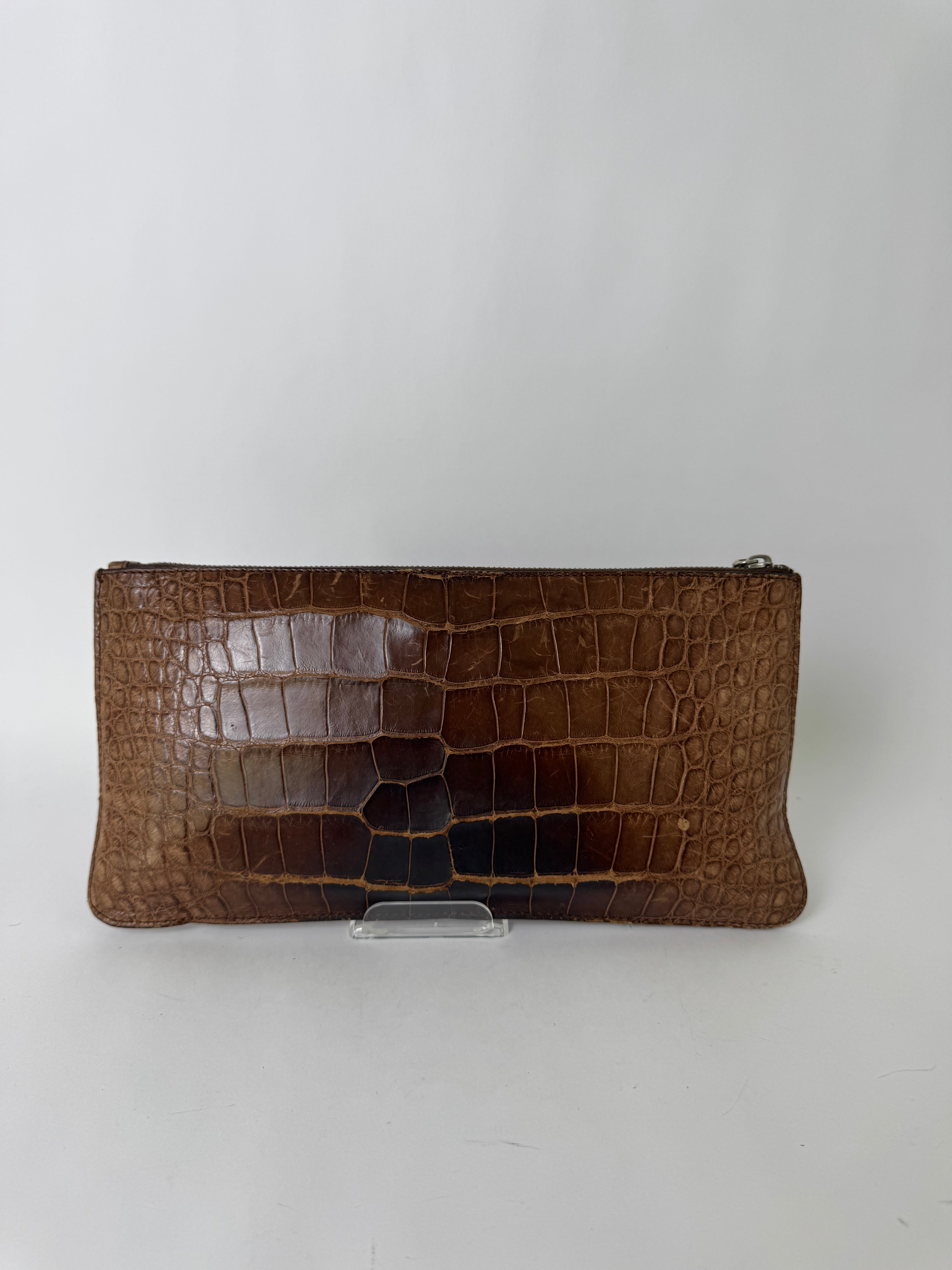 Gucci Brown Alligator Clutch