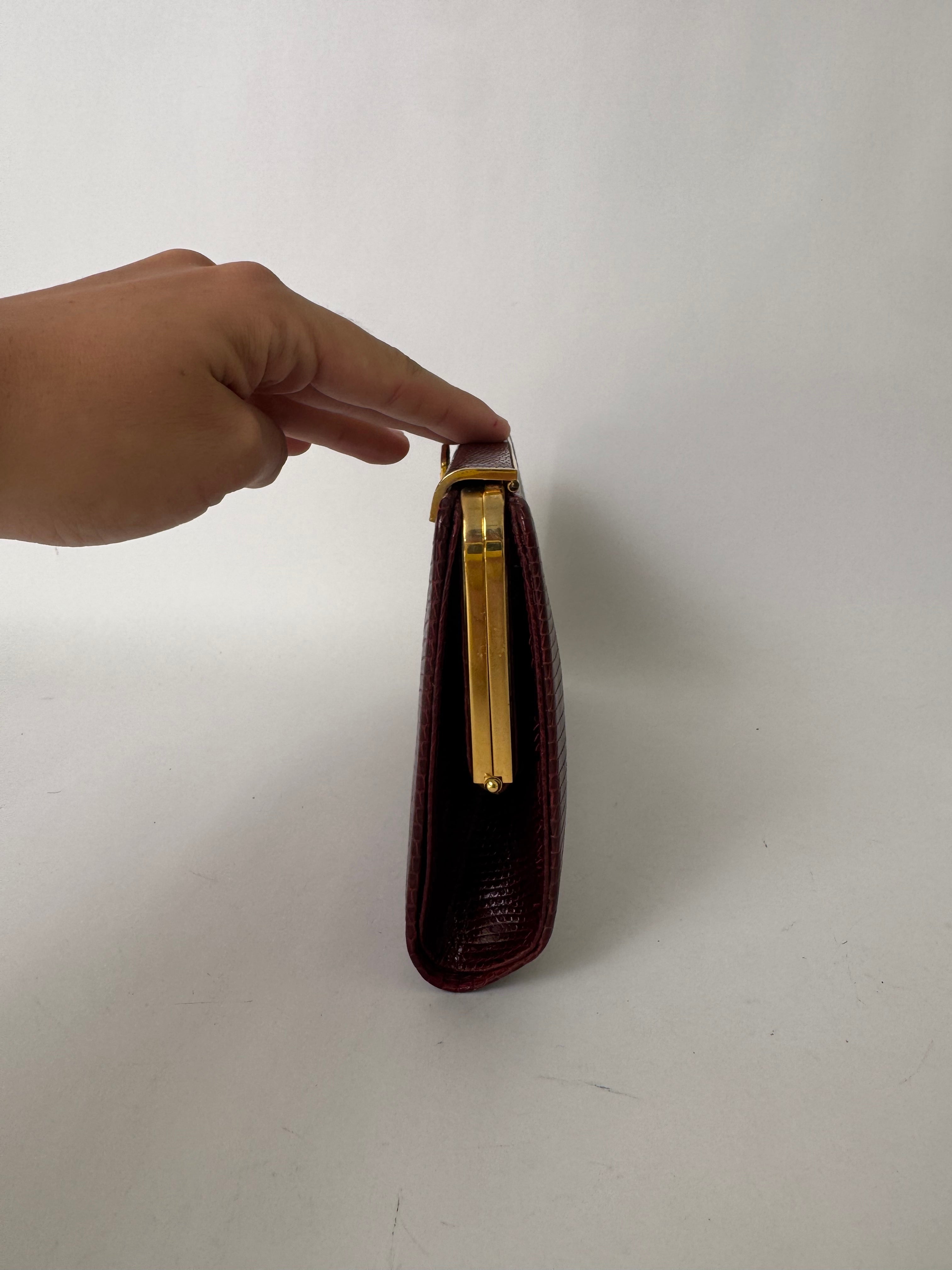Gucci Burgundy Lizard Leather Clutch