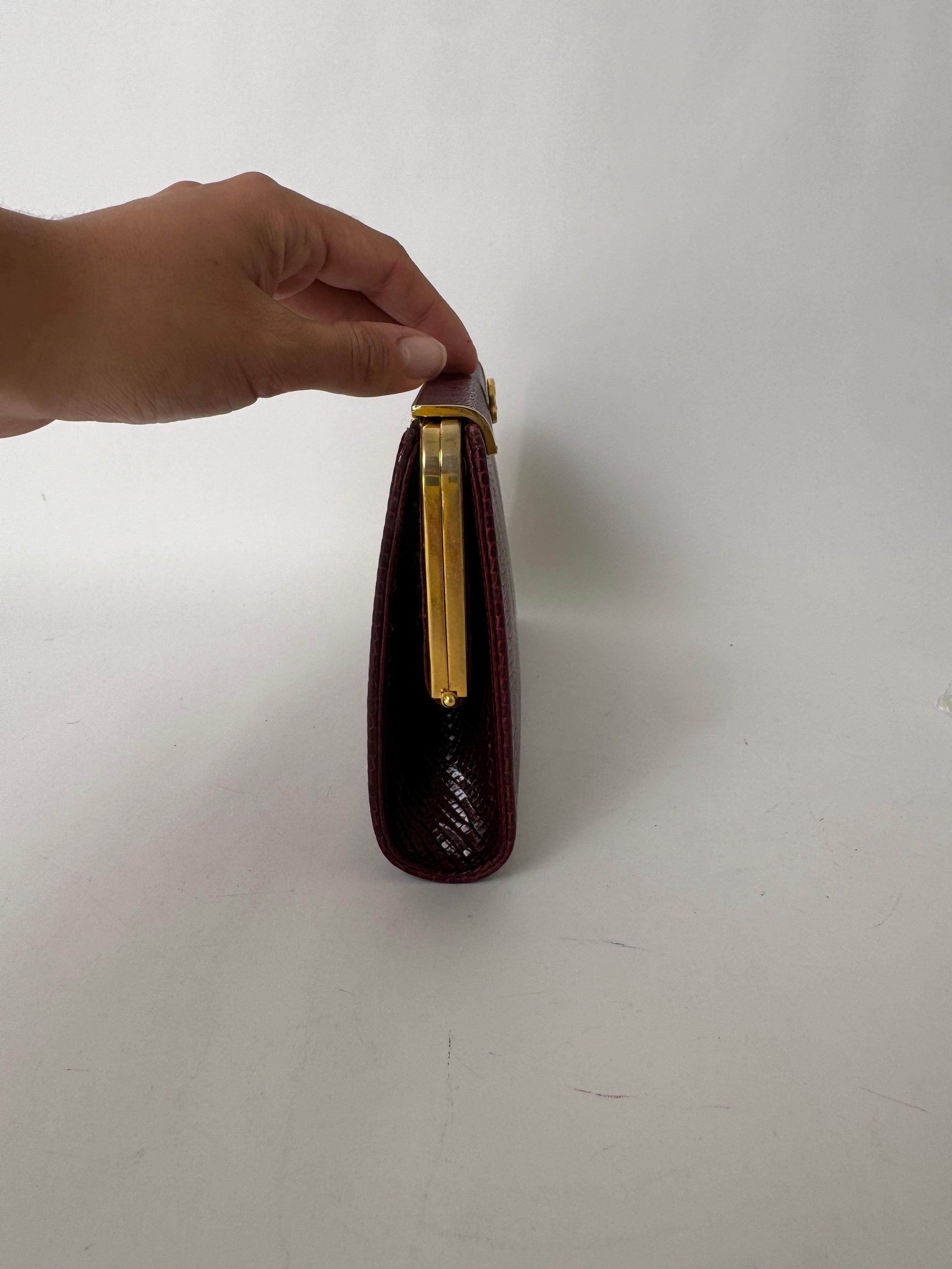 Gucci Burgundy Lizard Leather Clutch