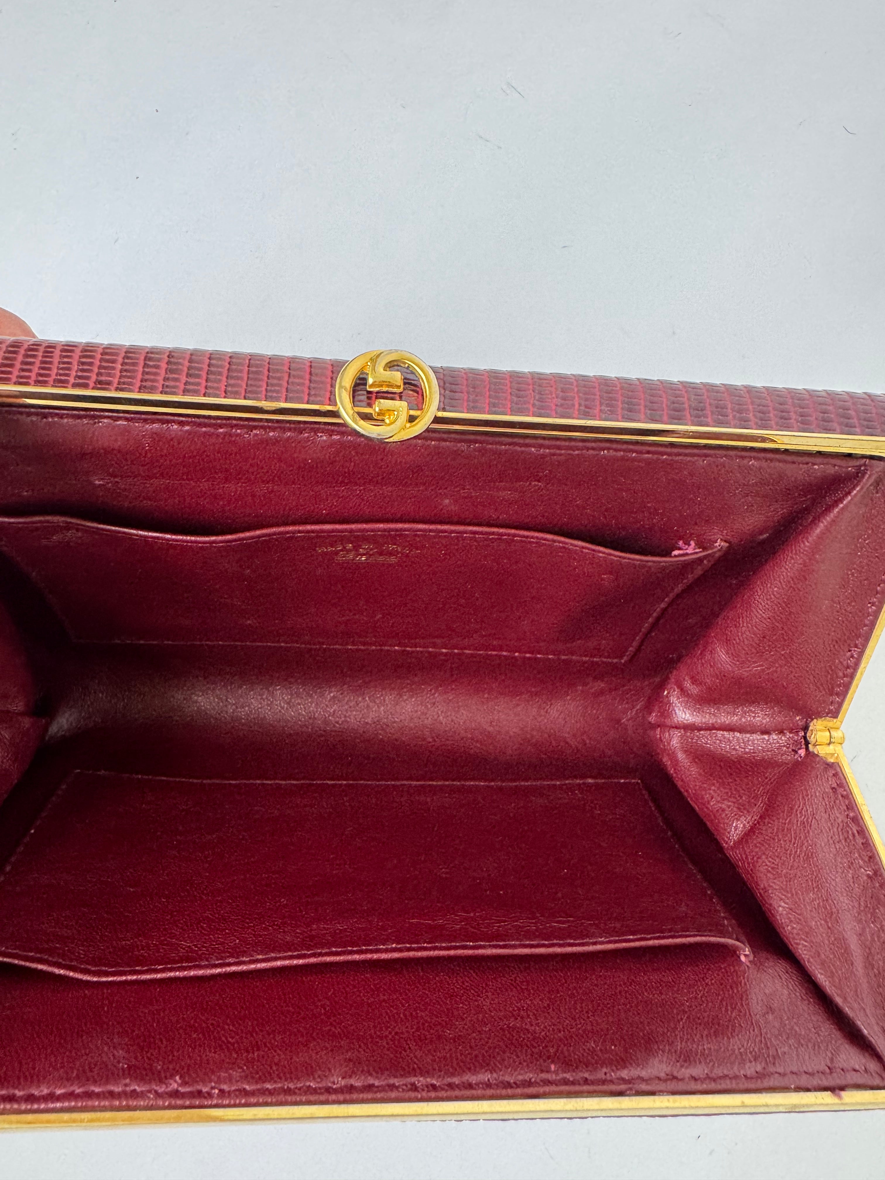 Gucci Burgundy Lizard Leather Clutch