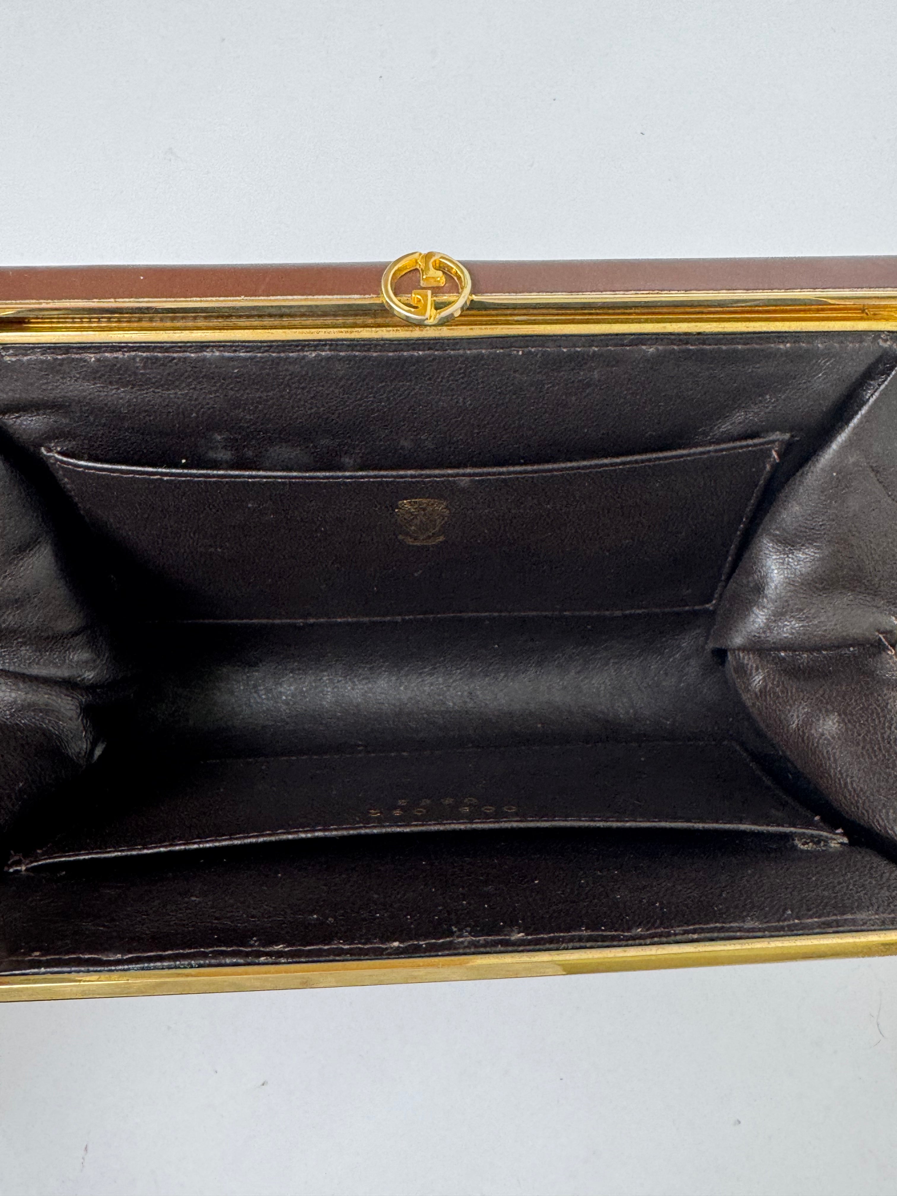 Gucci Brown Leather Vintage Clutch