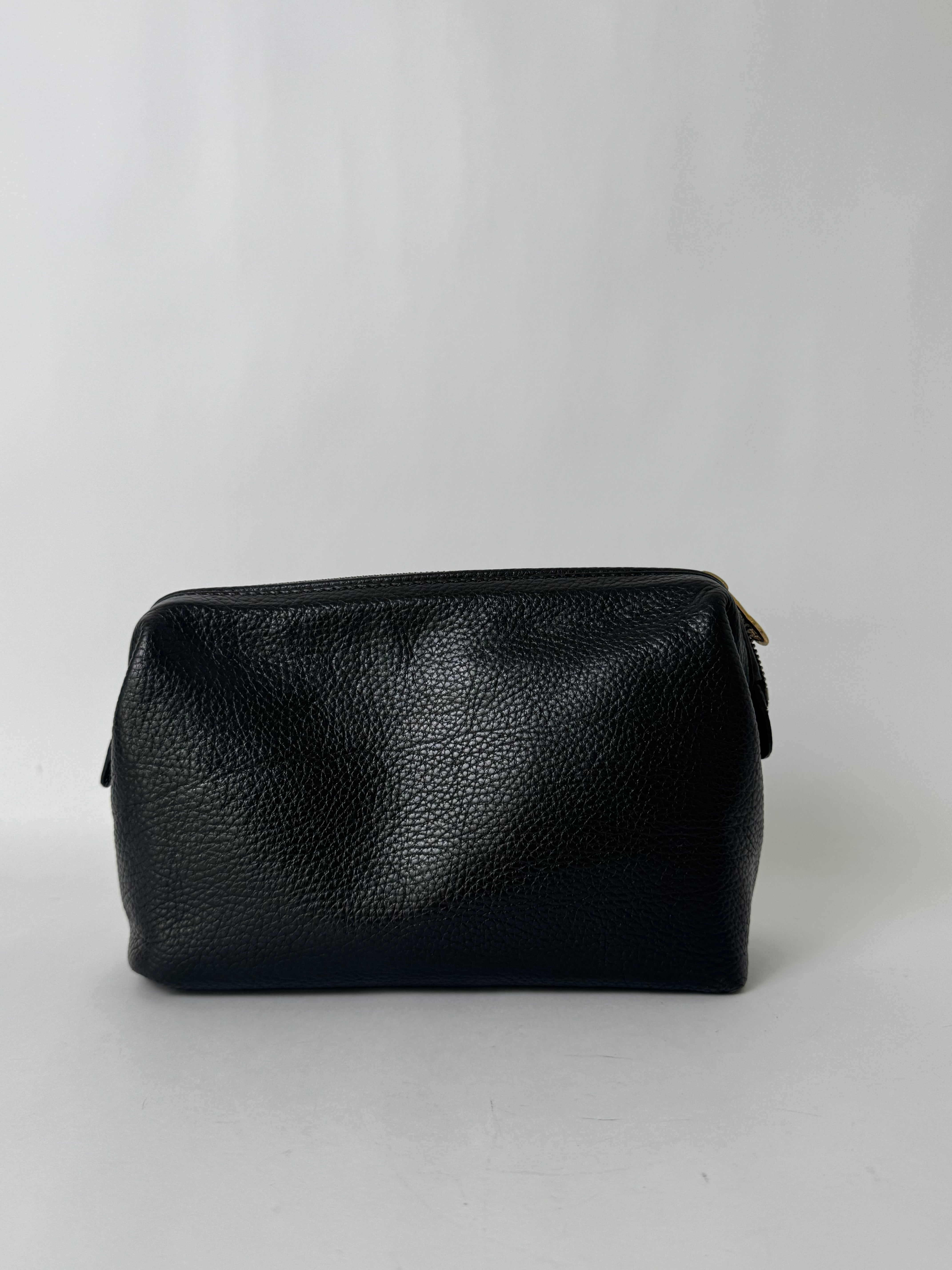 Celine Black Leather Cosmetic Pouch Medium