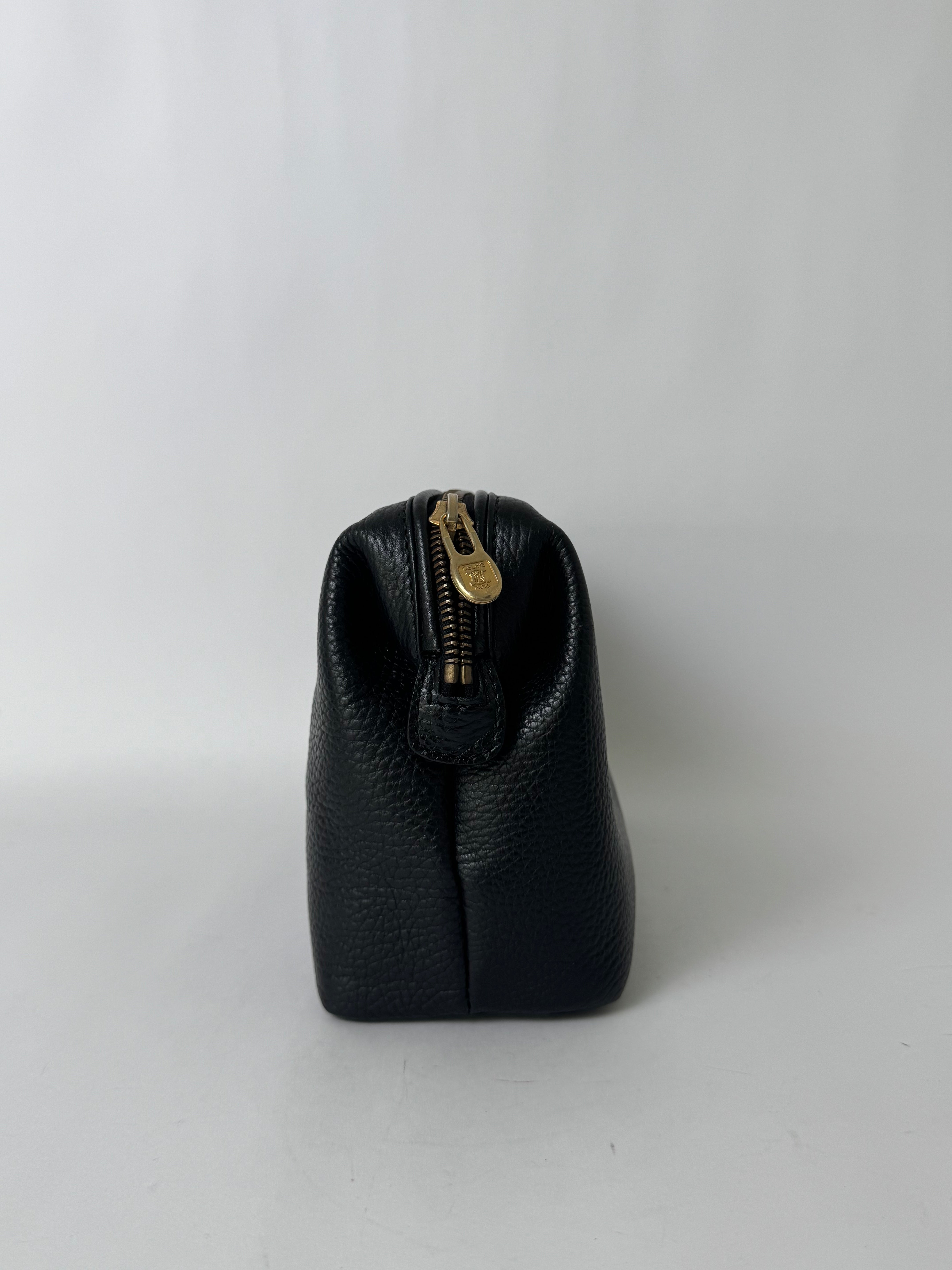 Celine Black Leather Cosmetic Pouch Medium