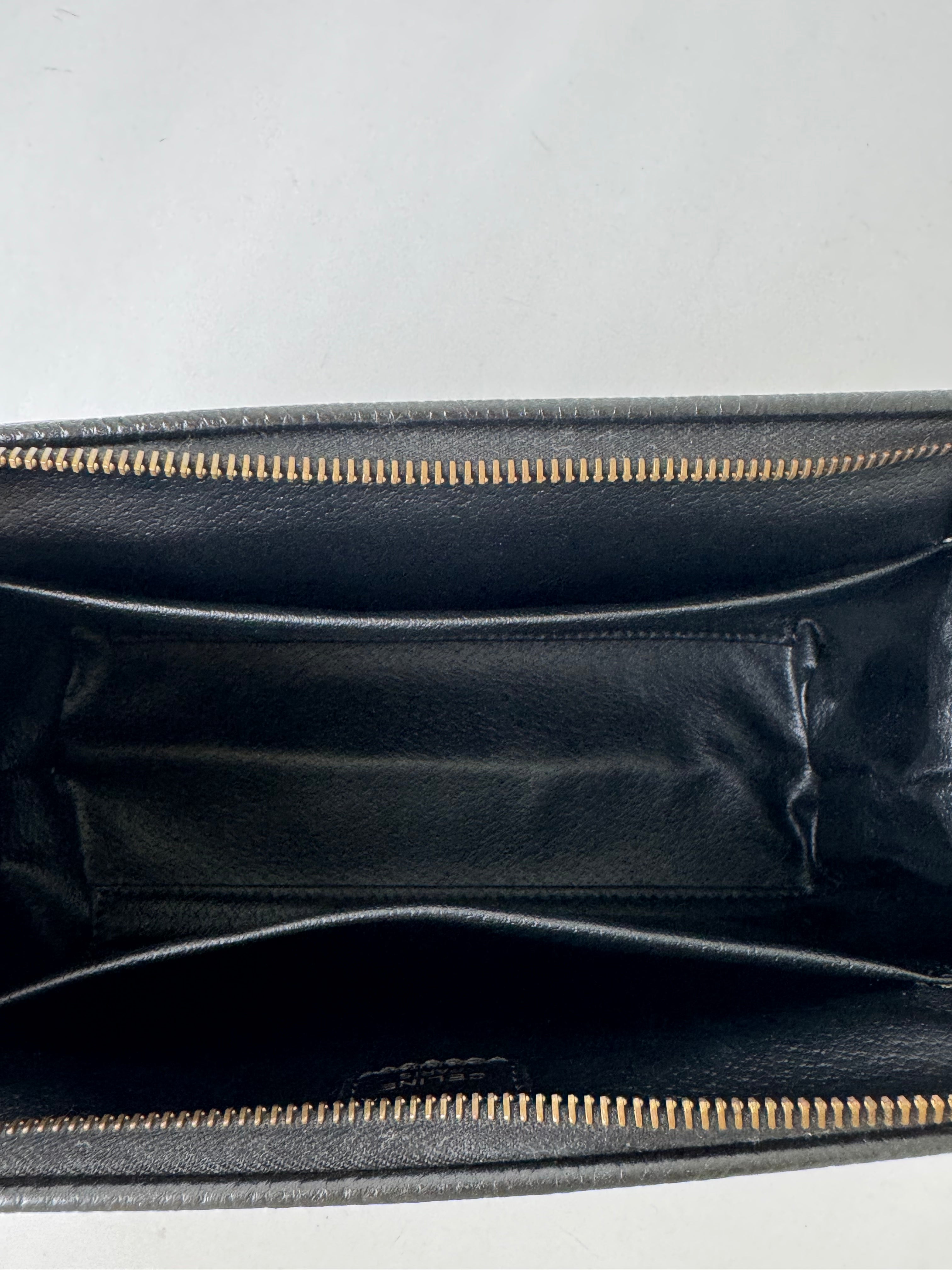 Celine Black Leather Cosmetic Pouch Medium