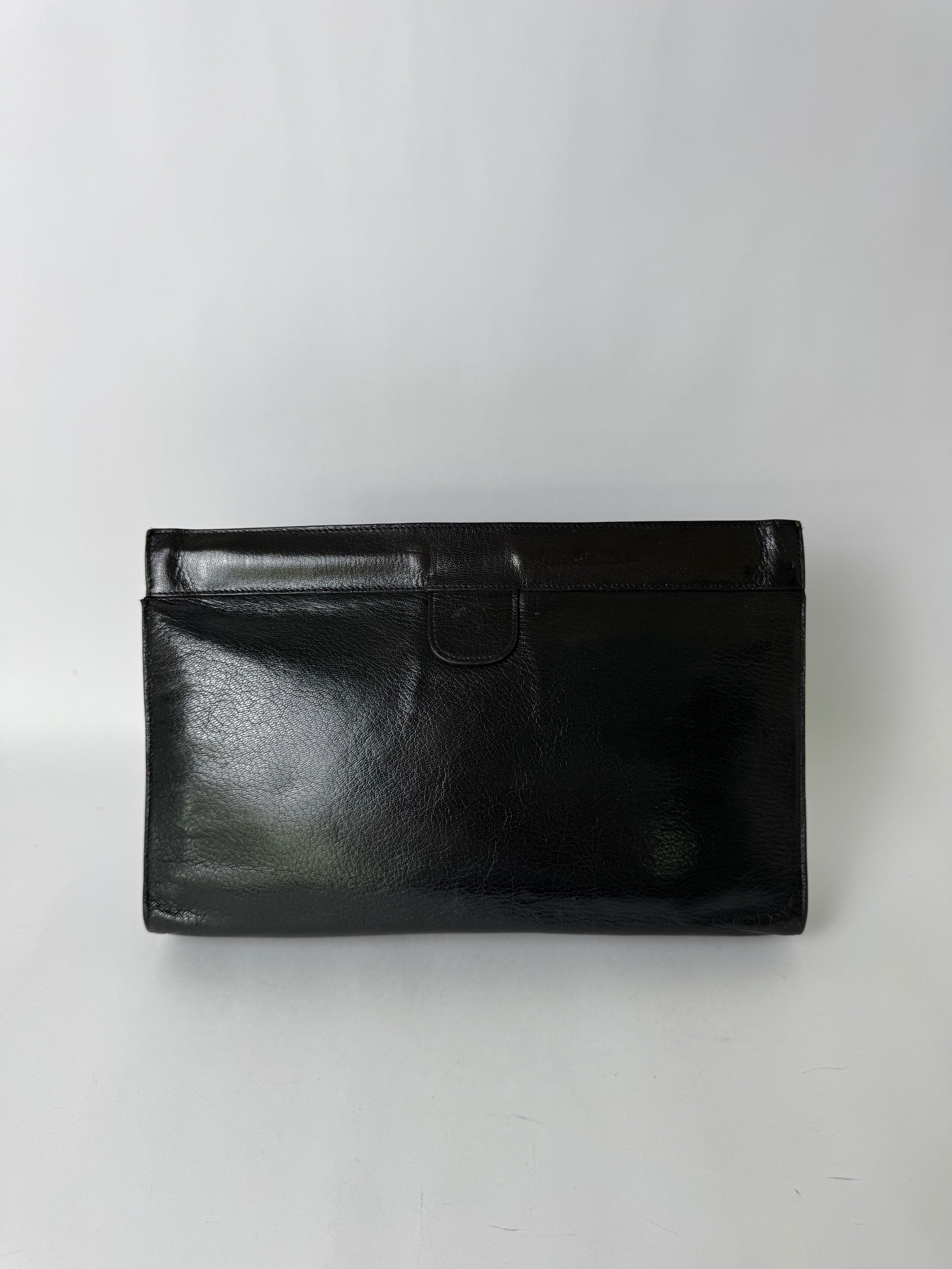 Chanel Vintage Black Leather CC Clutch