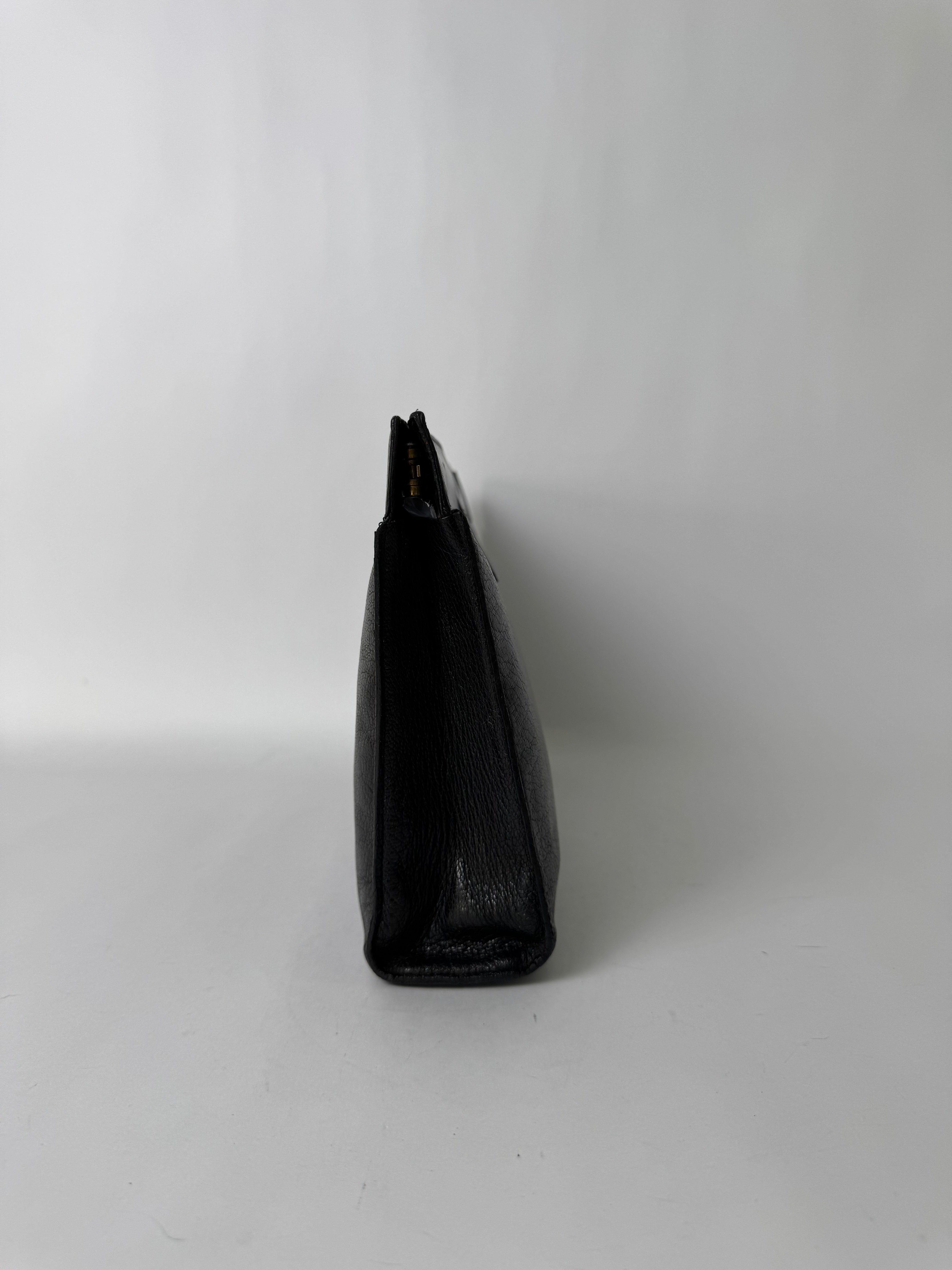 Chanel Vintage Black Leather CC Clutch