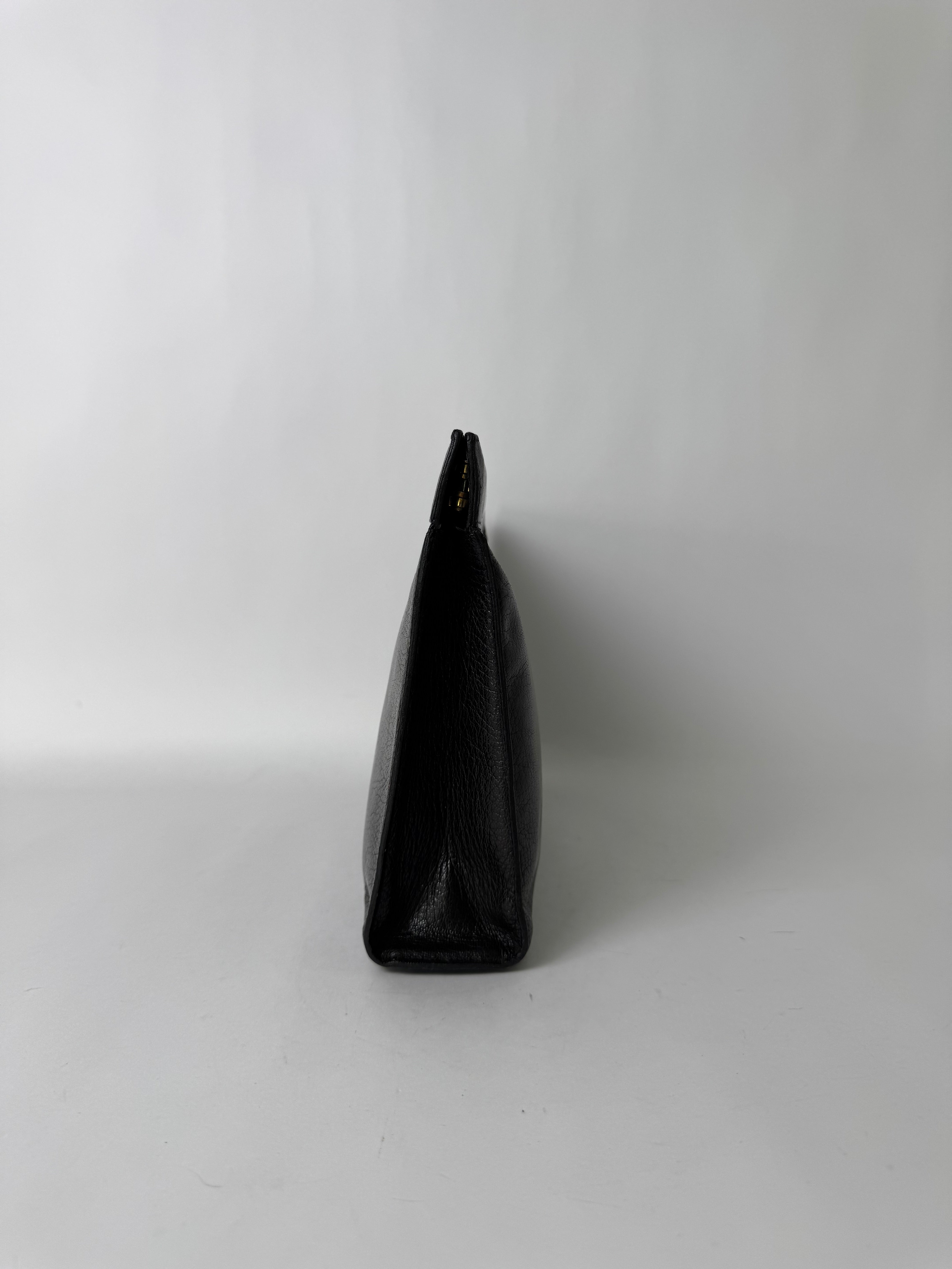 Chanel Vintage Black Leather CC Clutch