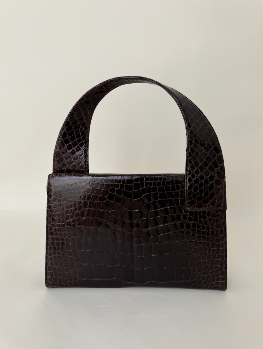 Gucci Tom Ford Crocodile Brown Leather Bag Rare