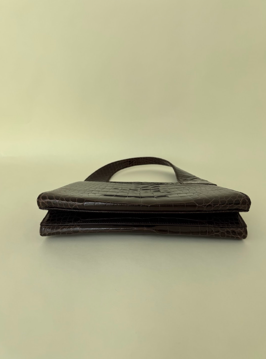 Gucci Tom Ford Crocodile Brown Leather Bag Rare