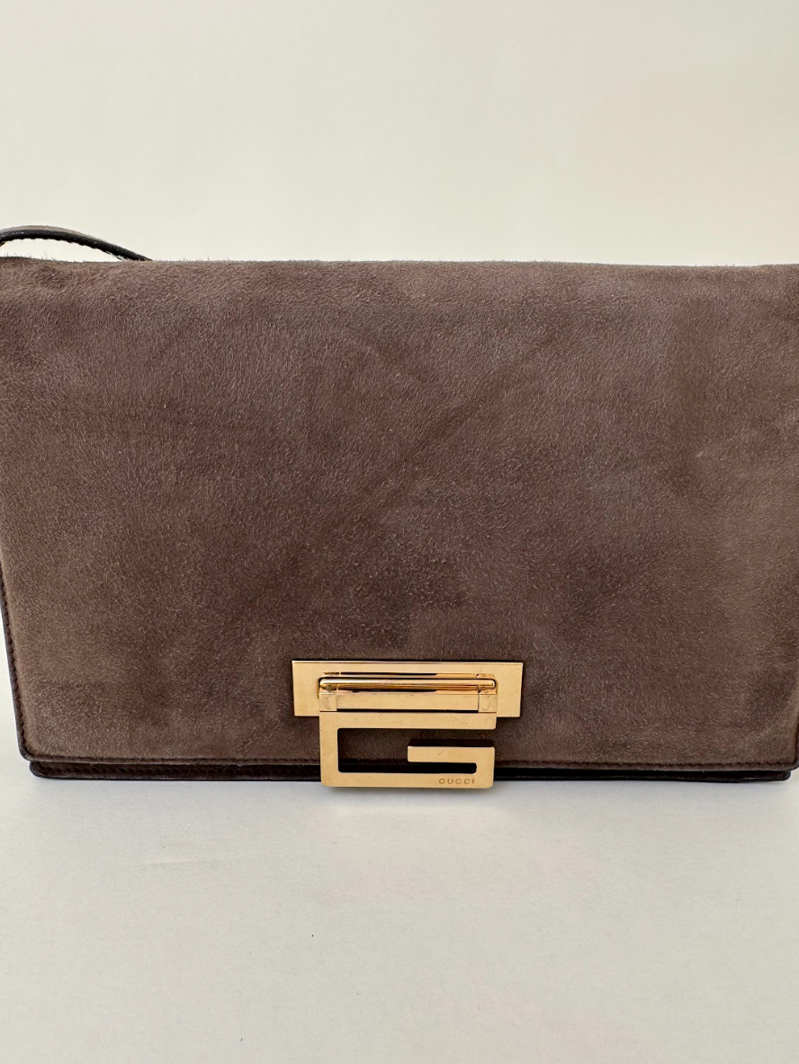 Gucci Tom Ford Brown Suede Shoulder Bag Small