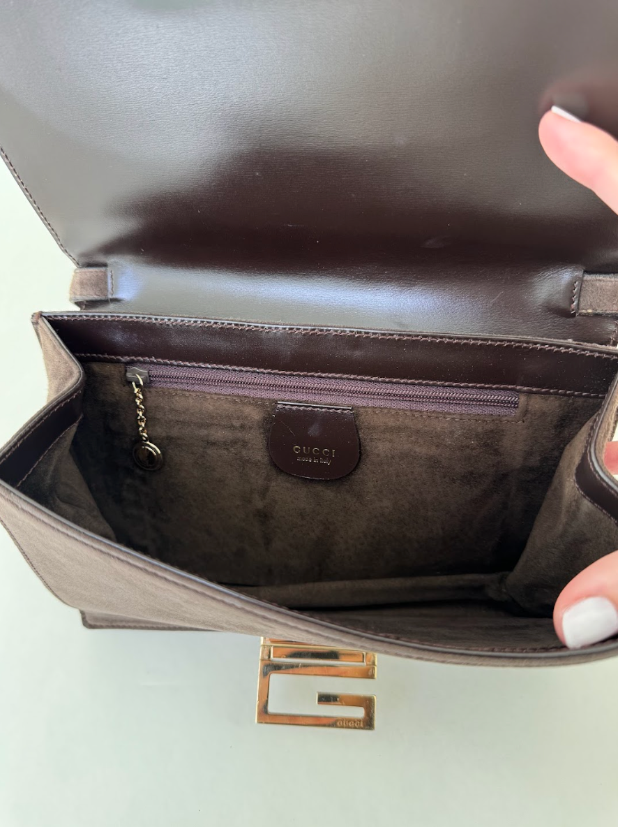 Gucci Tom Ford Brown Suede Shoulder Bag Small