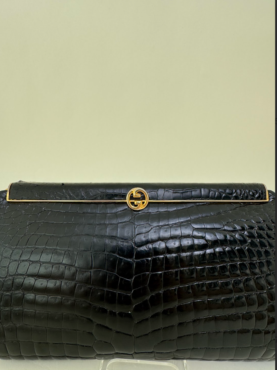 Gucci Crocodile Leather Clutch Black