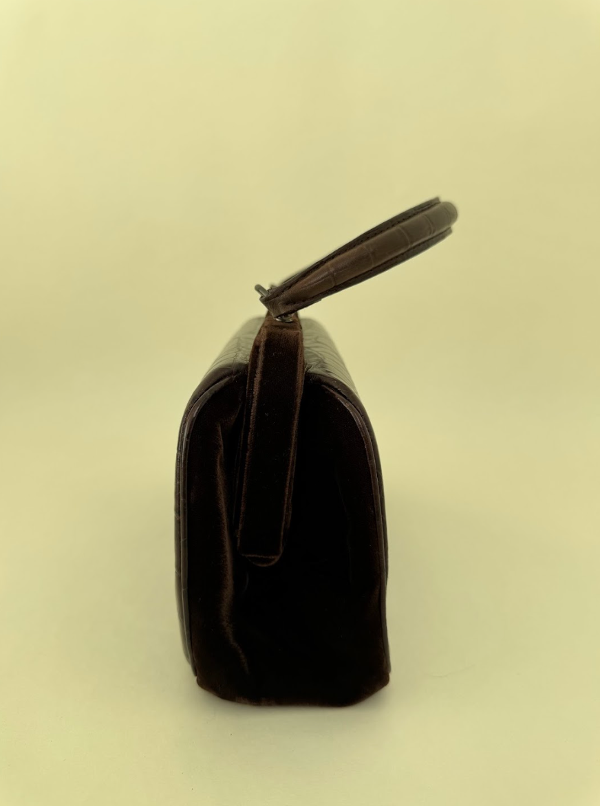 Prada Crocodile Dark Brown Leather Handbag