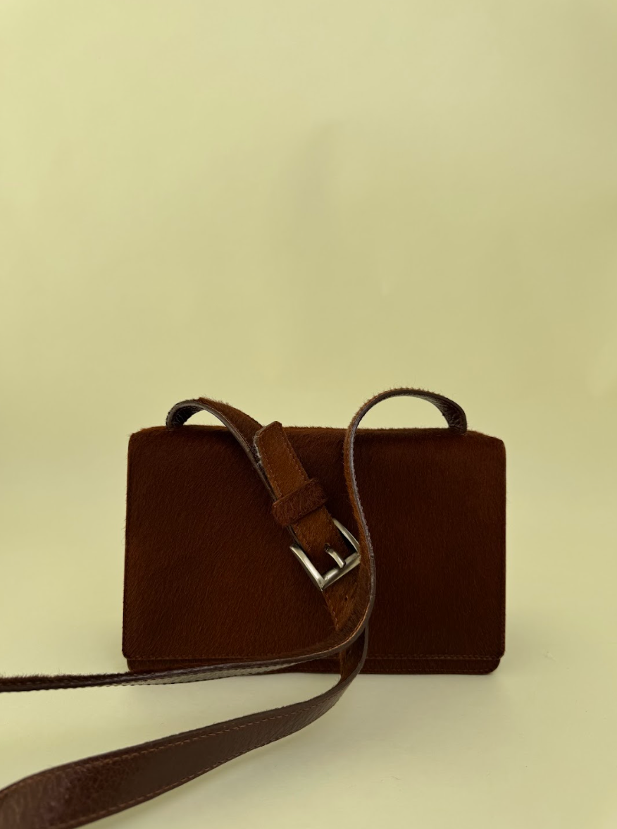 Prada Pony Hair Shoulder Bag Brown