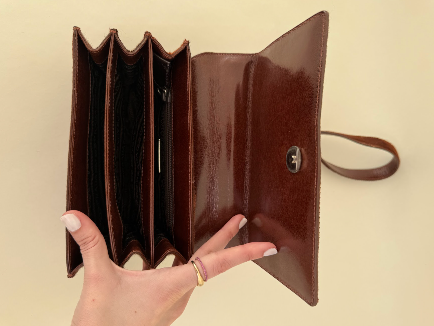 Prada Pony Hair Shoulder Bag Brown