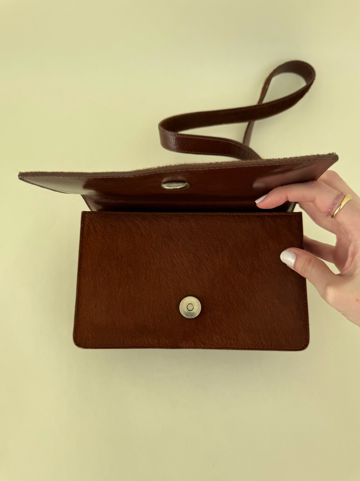 Prada Pony Hair Shoulder Bag Brown