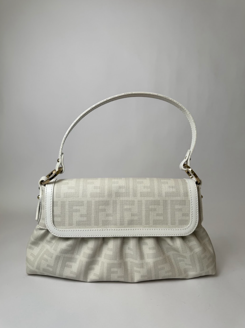Fendi White Zucca Shoulder Bag