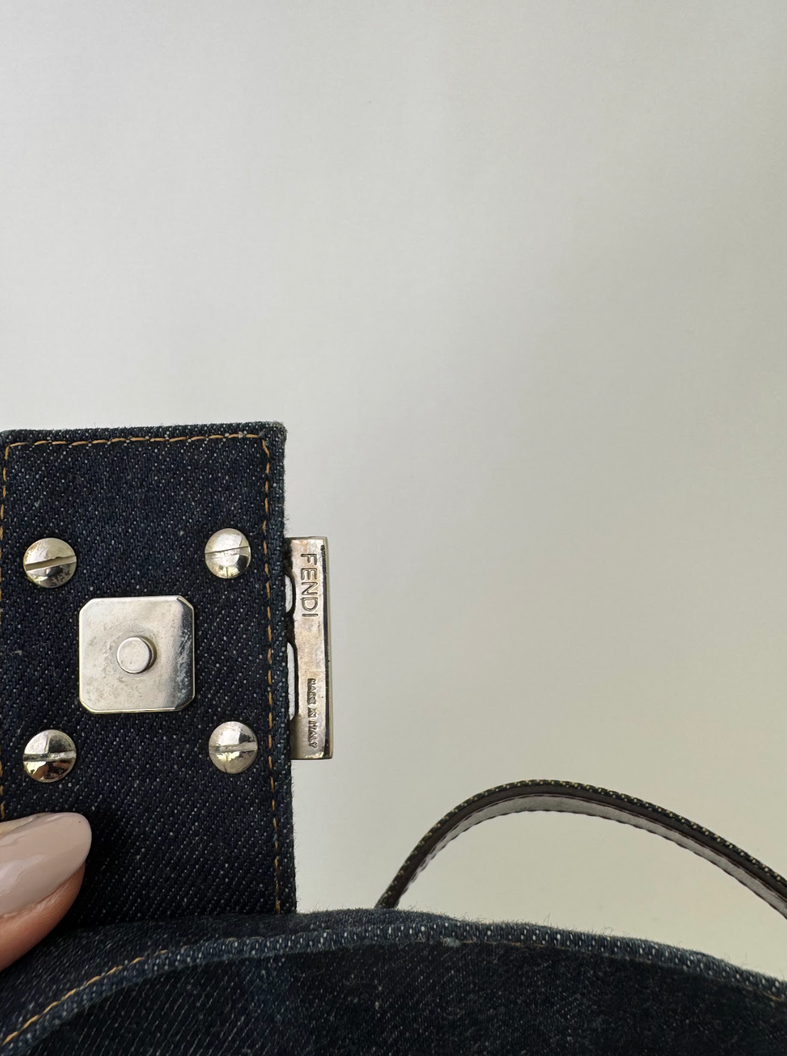 Fendi Denim Daisy Baguette Handbag