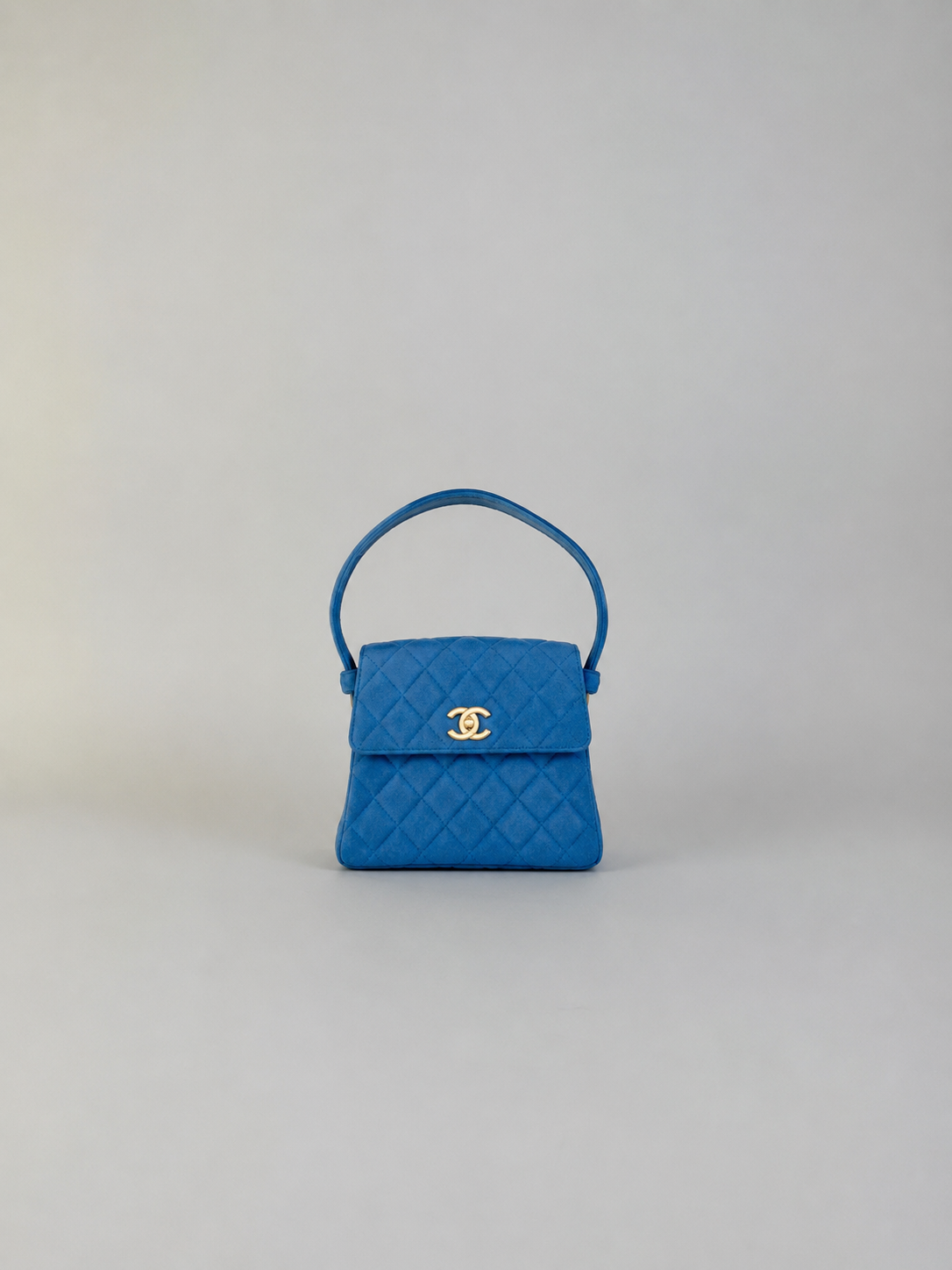Chanel Vintage Blue Suede Handbag Rare