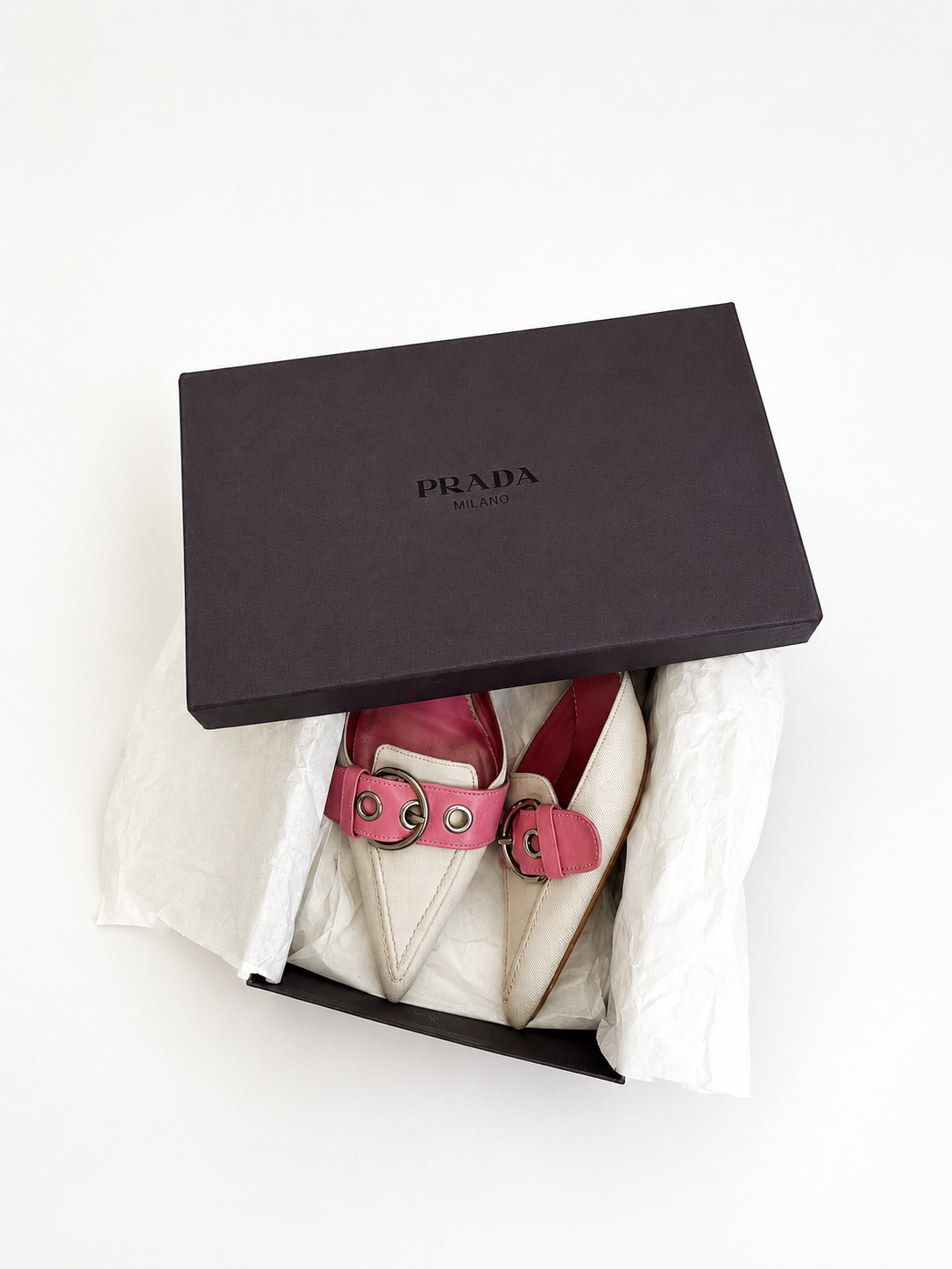 Prada Cream/Pink Mules 38.5