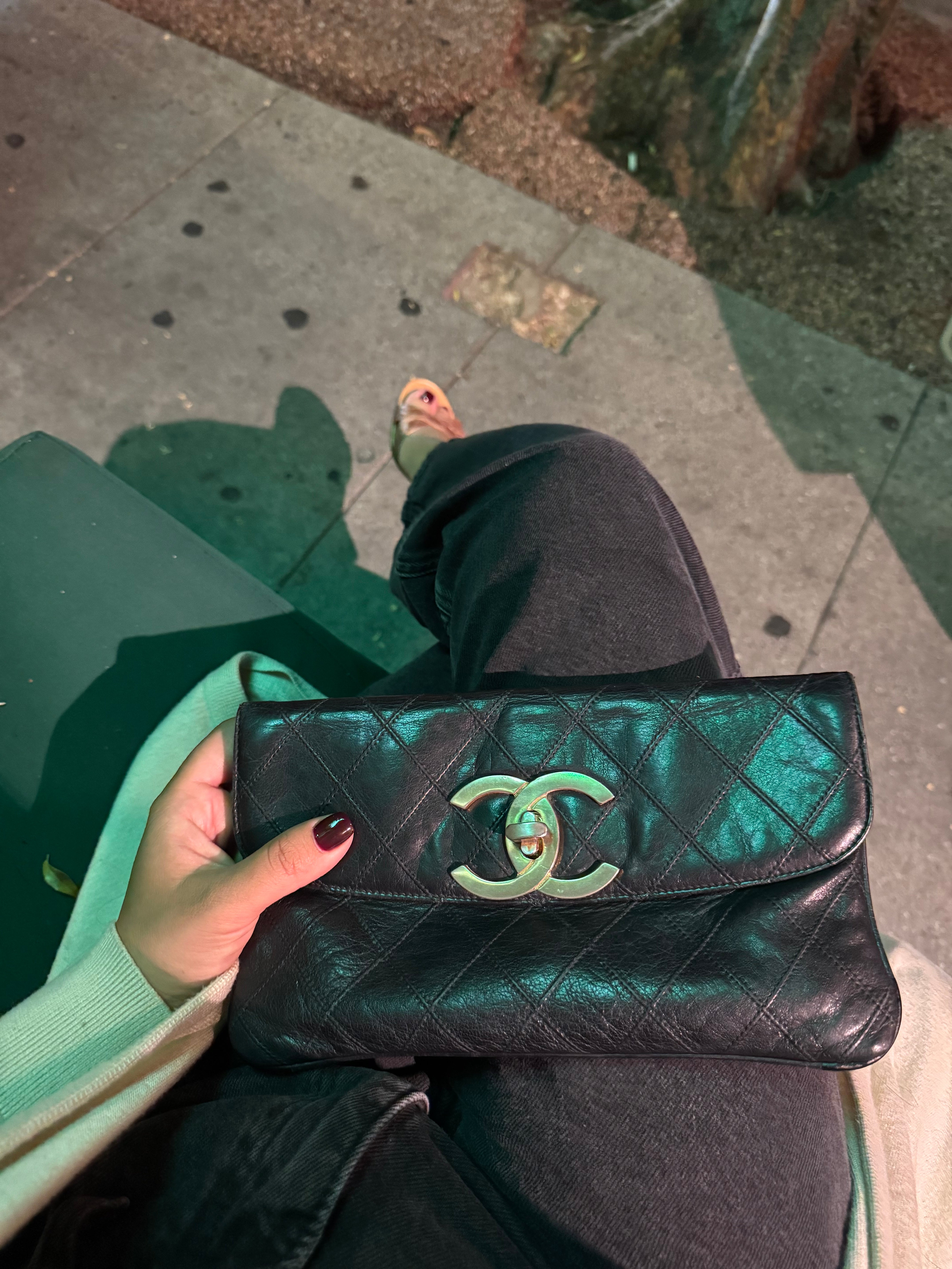 Vintage Chanel Oversized CC Lambskin Clutch