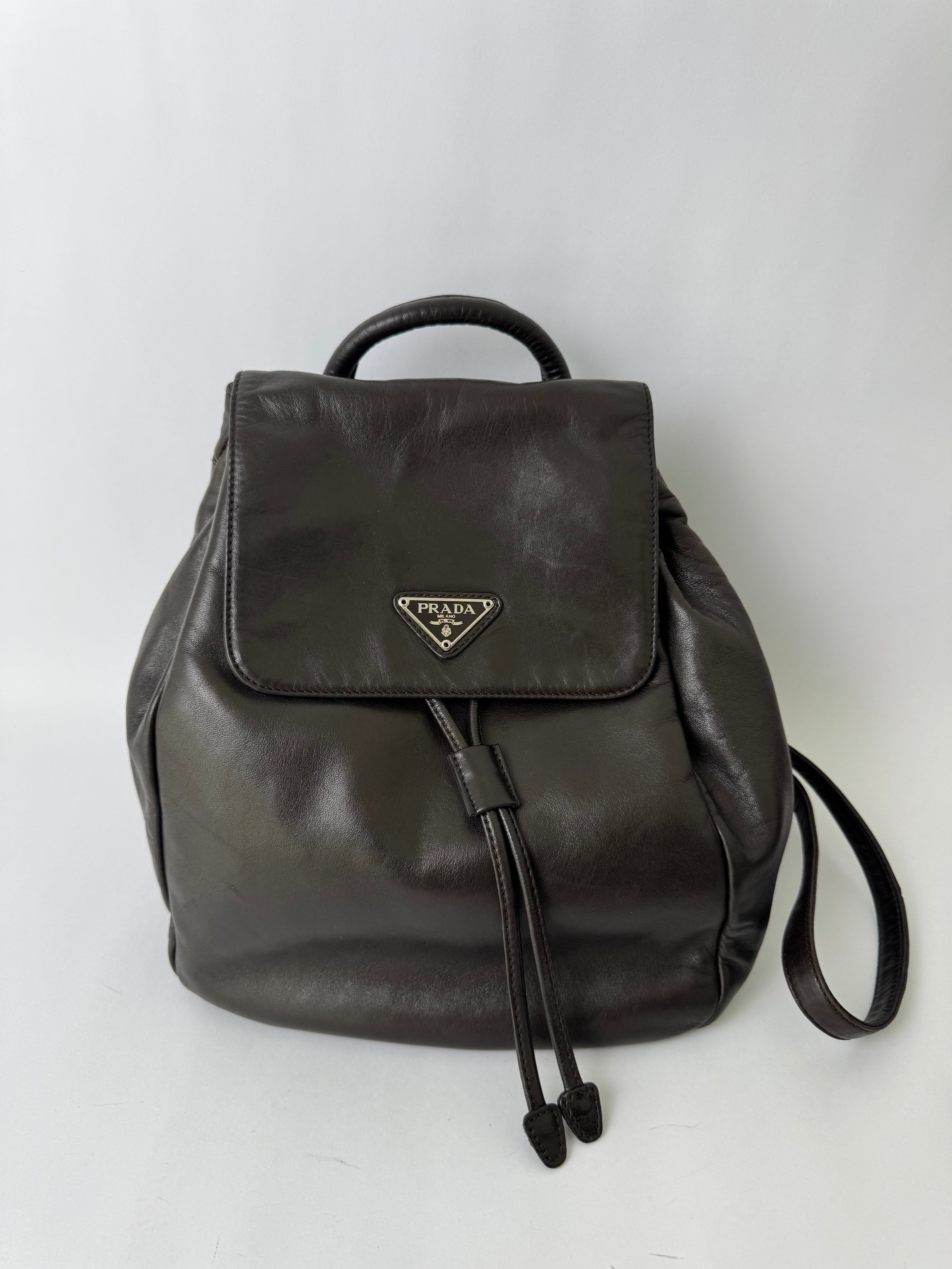 Prada Brown Leather Backpack