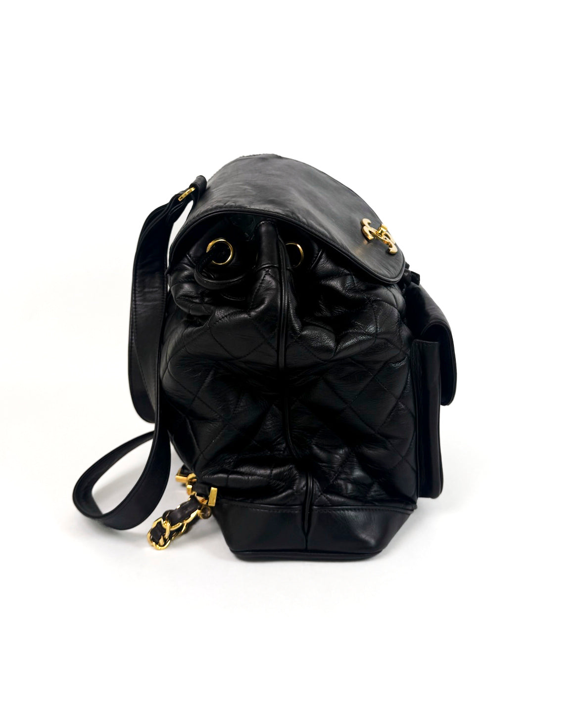 Vintage Chanel Drawstring Backpack — 1990s Soft Lambskin with 24k Gold Hardware Rare
