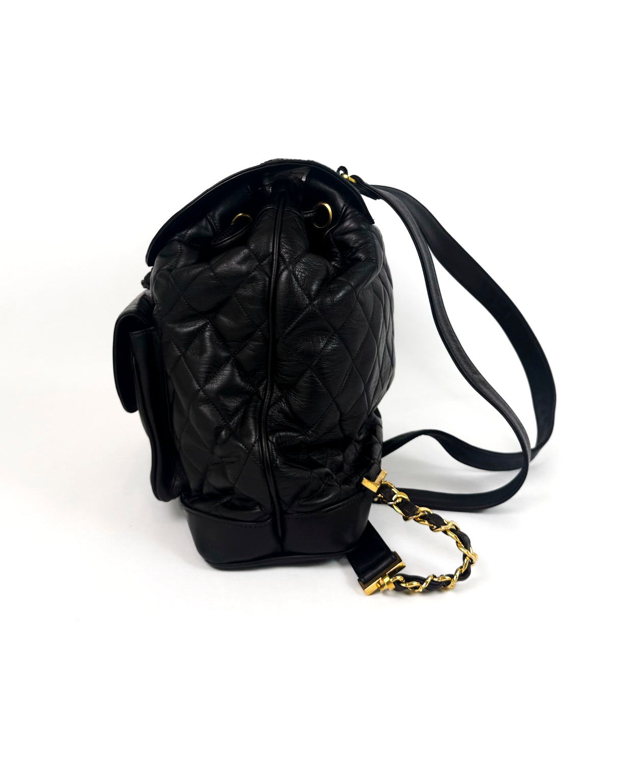 Vintage Chanel Drawstring Backpack — 1990s Soft Lambskin with 24k Gold Hardware Rare