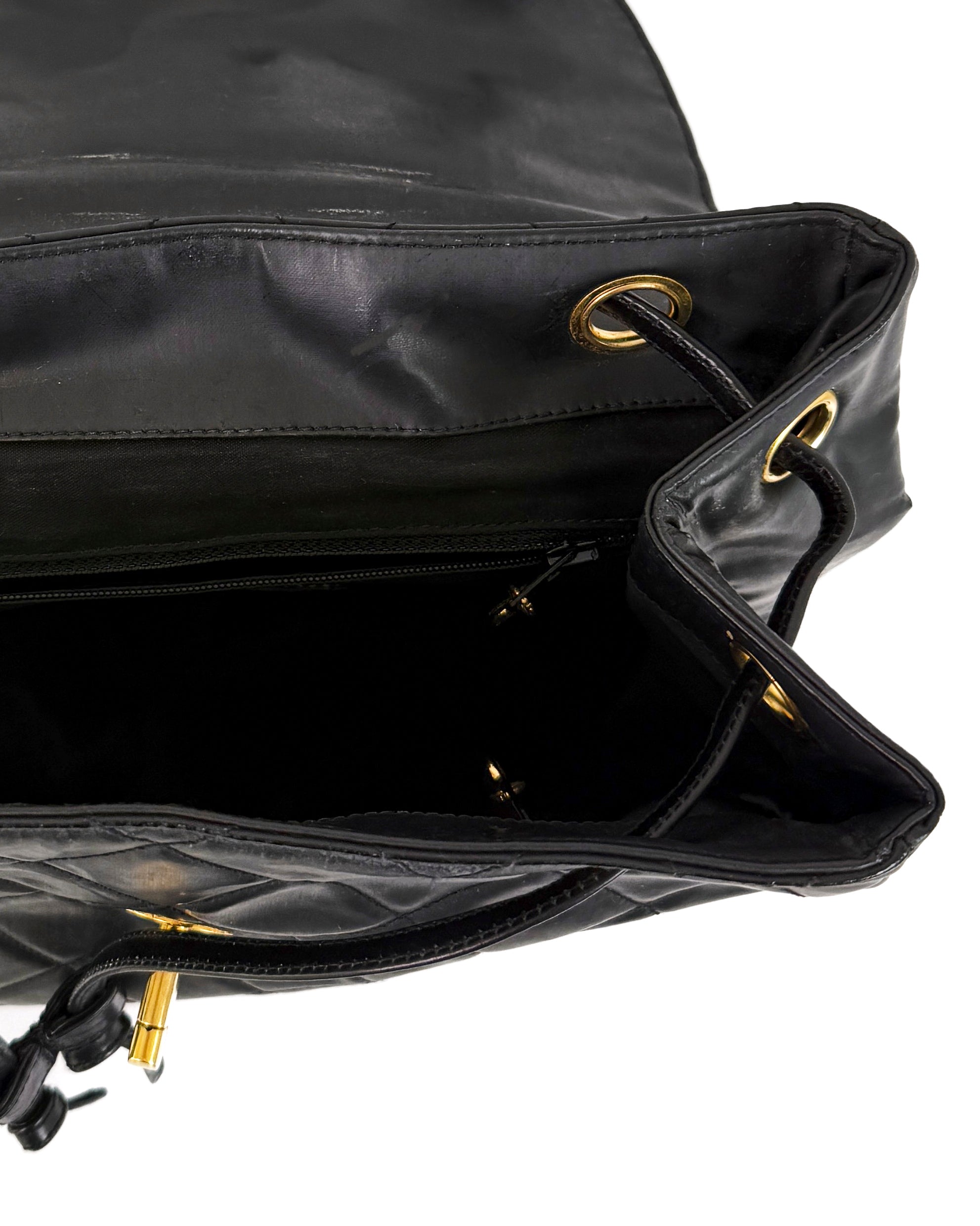 Vintage Chanel Drawstring Backpack — 1990s Soft Lambskin with 24k Gold Hardware Rare