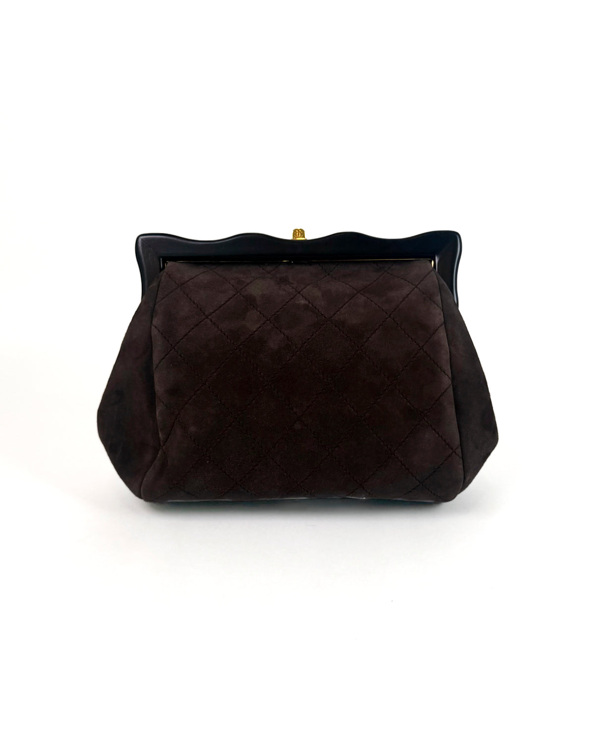 Chanel Quilted CC Suede Clutch