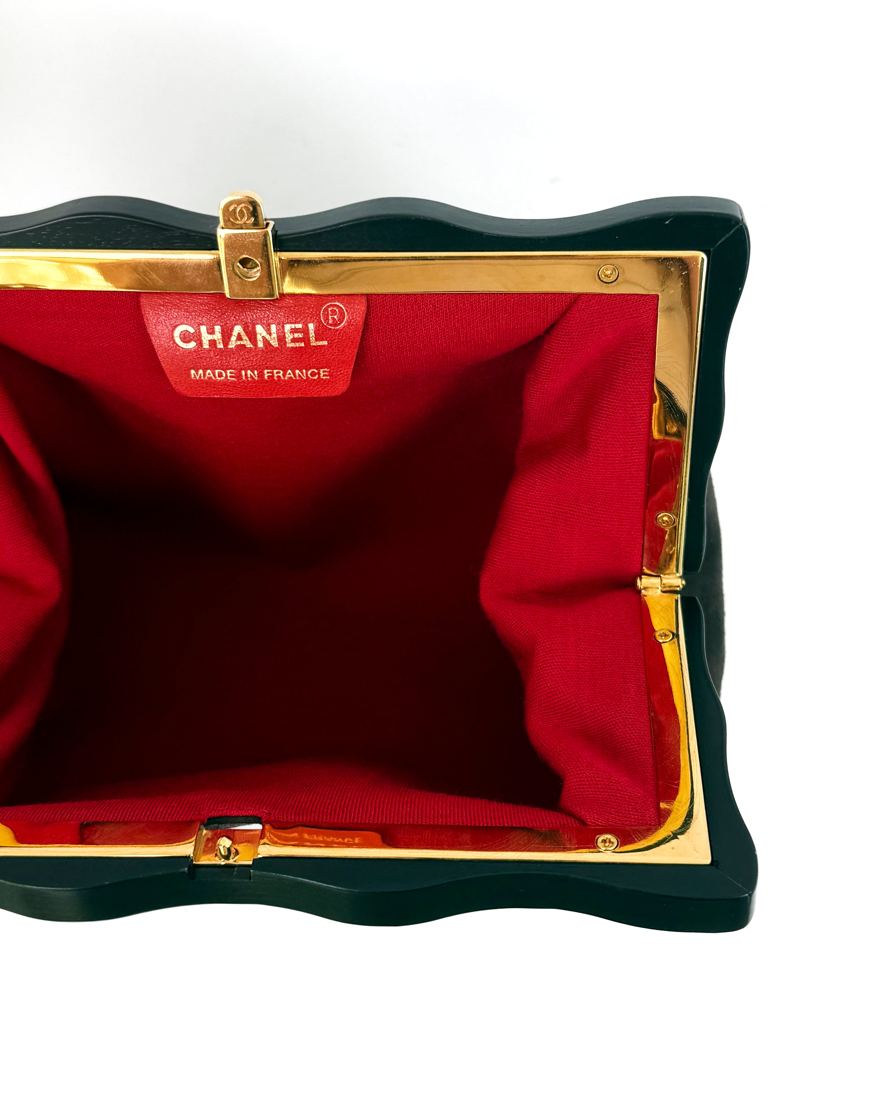 Chanel Quilted CC Suede Clutch
