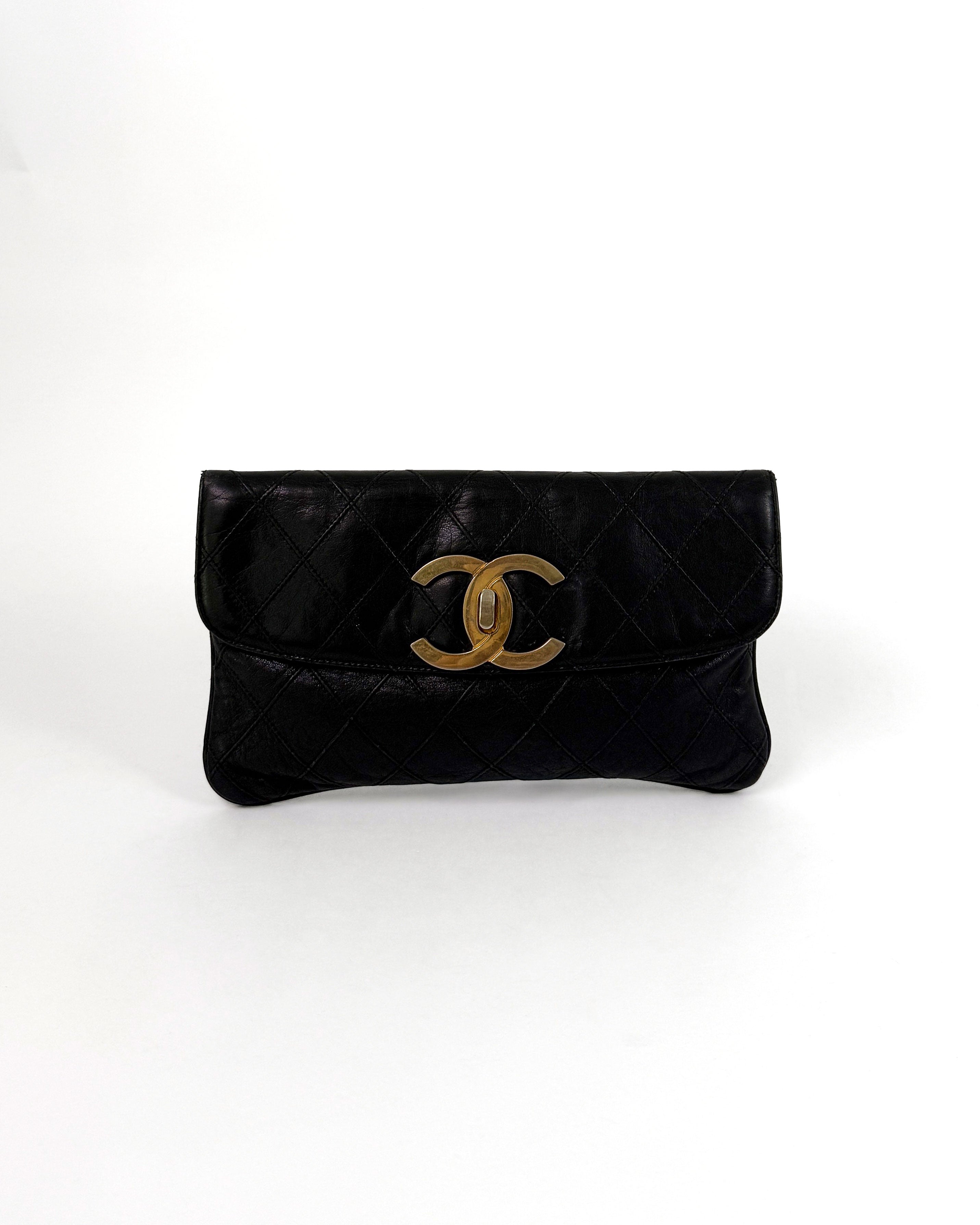Vintage Chanel Oversized CC Lambskin Clutch