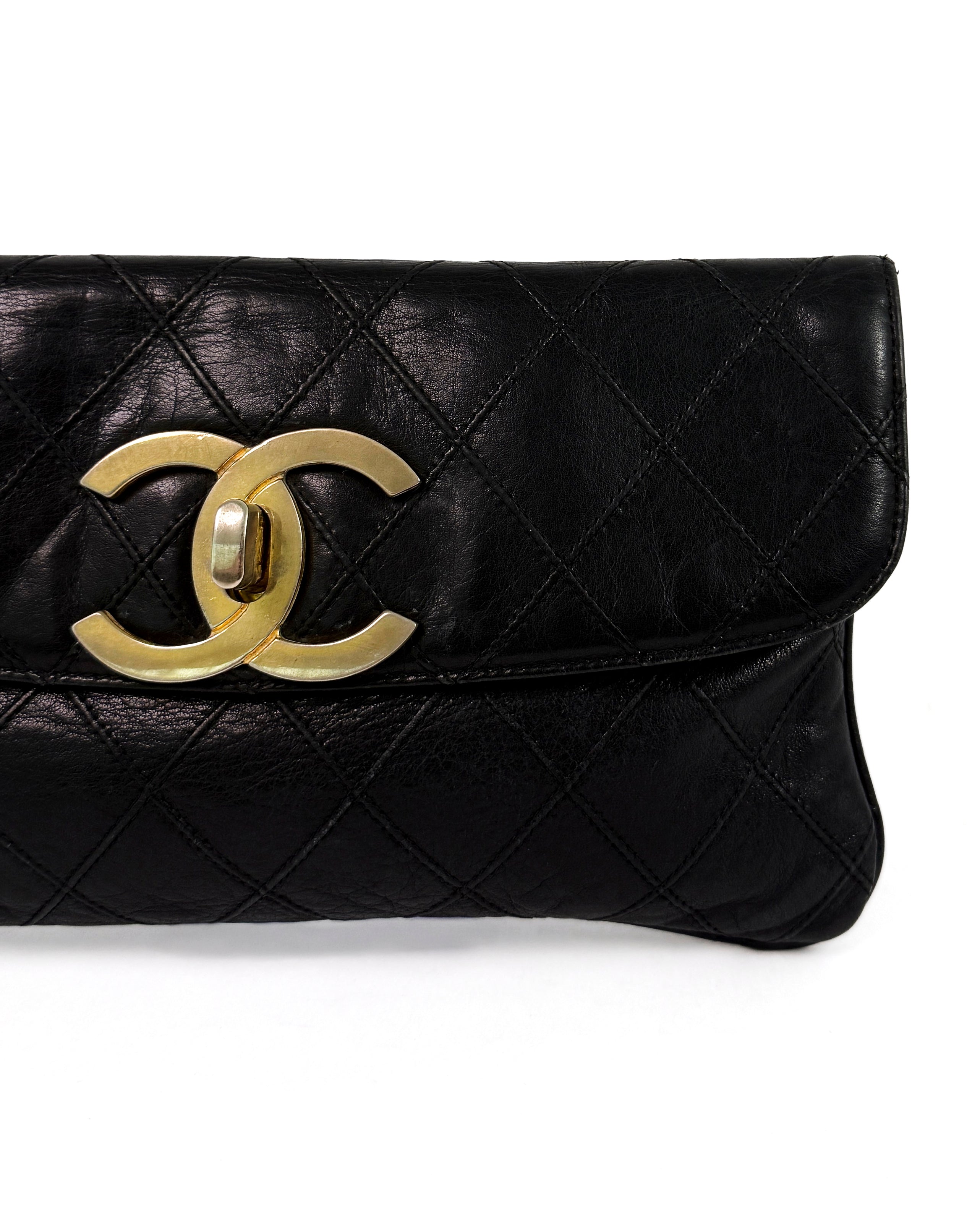Vintage Chanel Oversized CC Lambskin Clutch