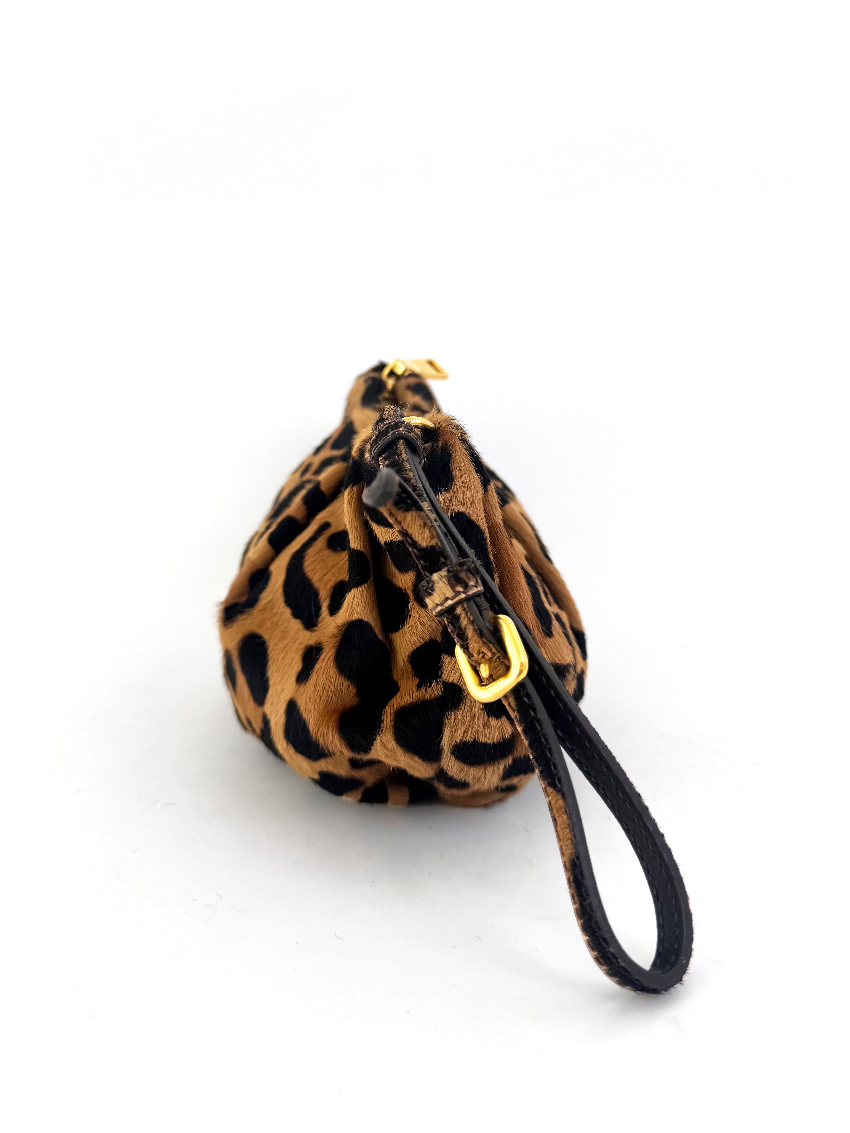 Prada Leopard Pony Hair Wristlet