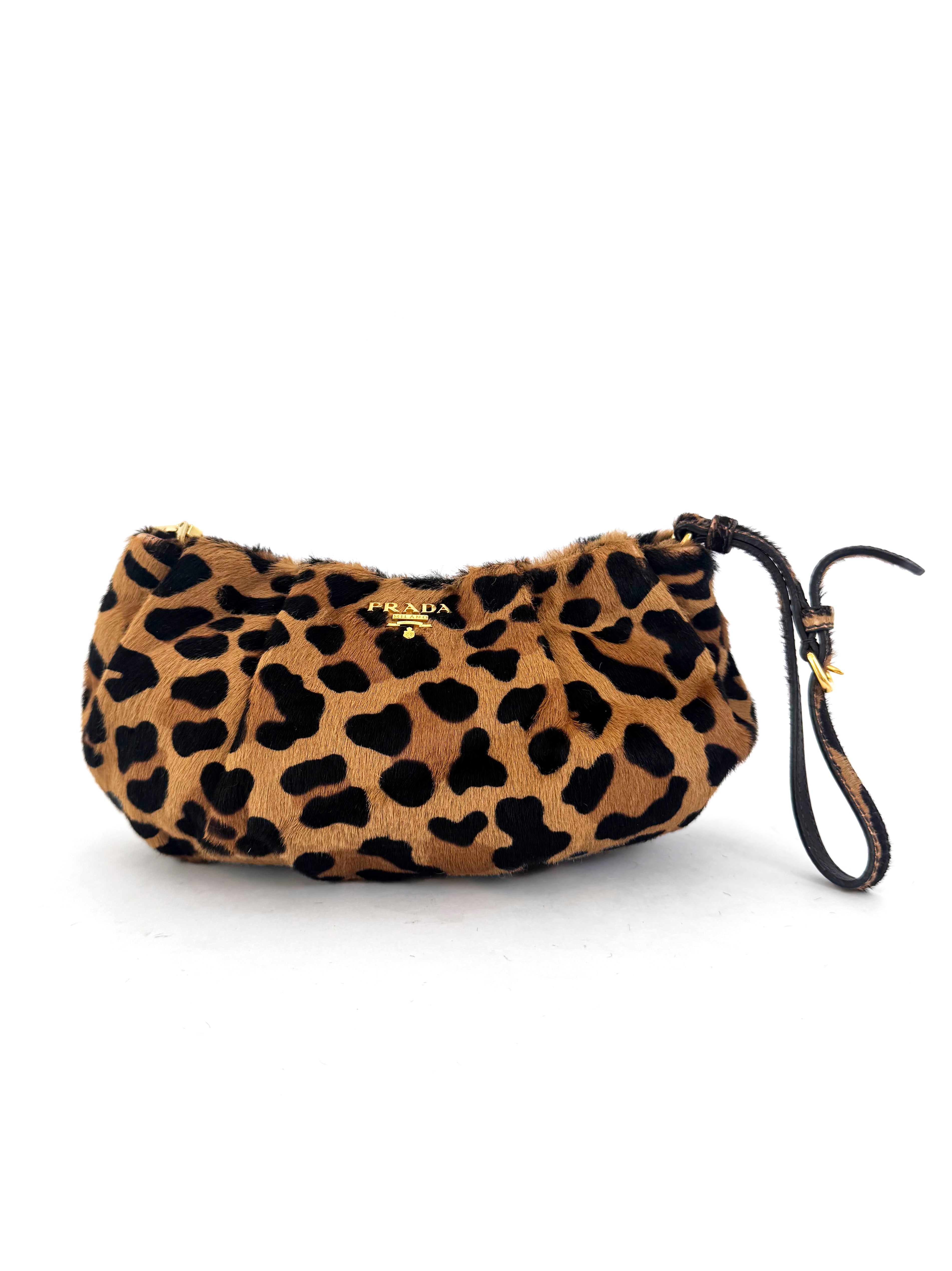 Prada Leopard Pony Hair Wristlet
